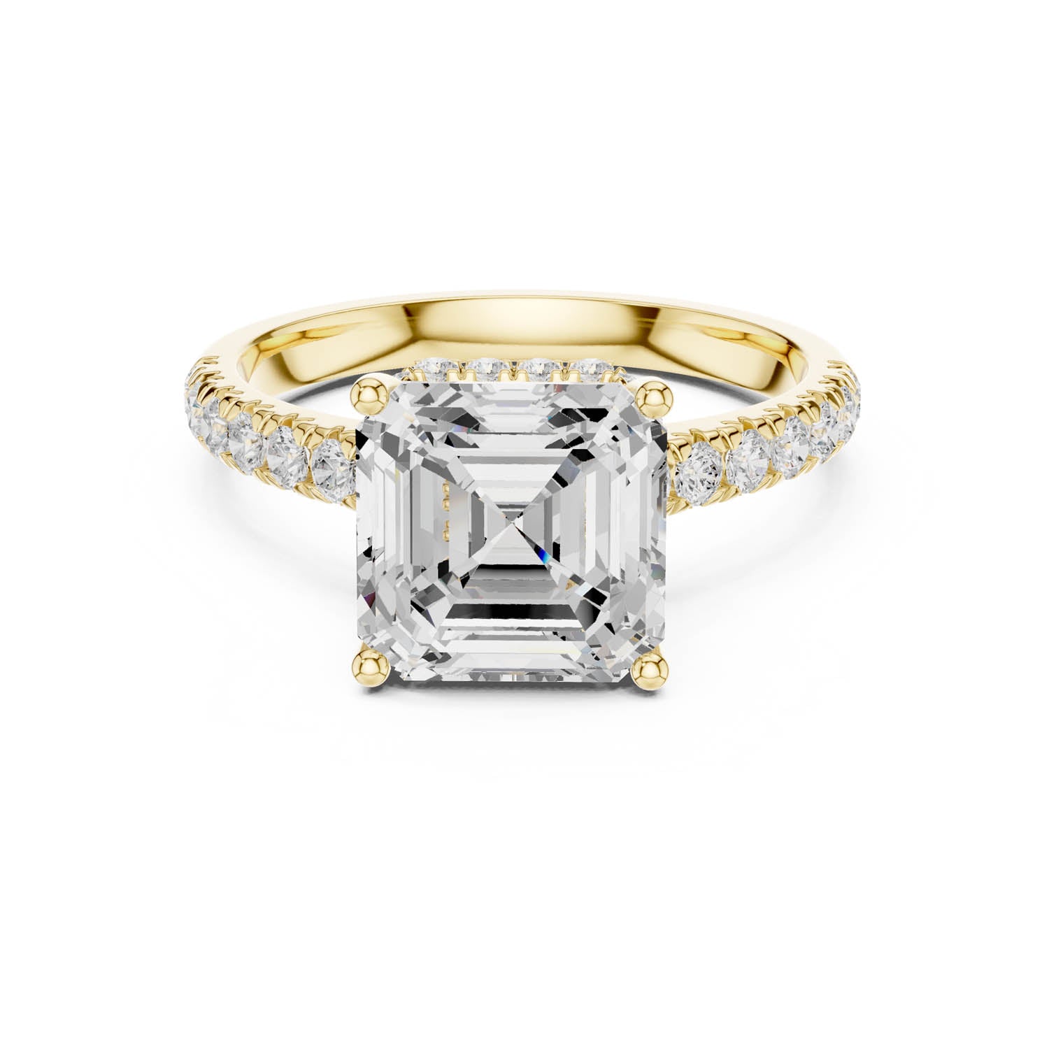 3.67 Ct. Asscher Cut Diamond Ring with Pavé Band and Hidden Halo (DDLR-258-AC) 13