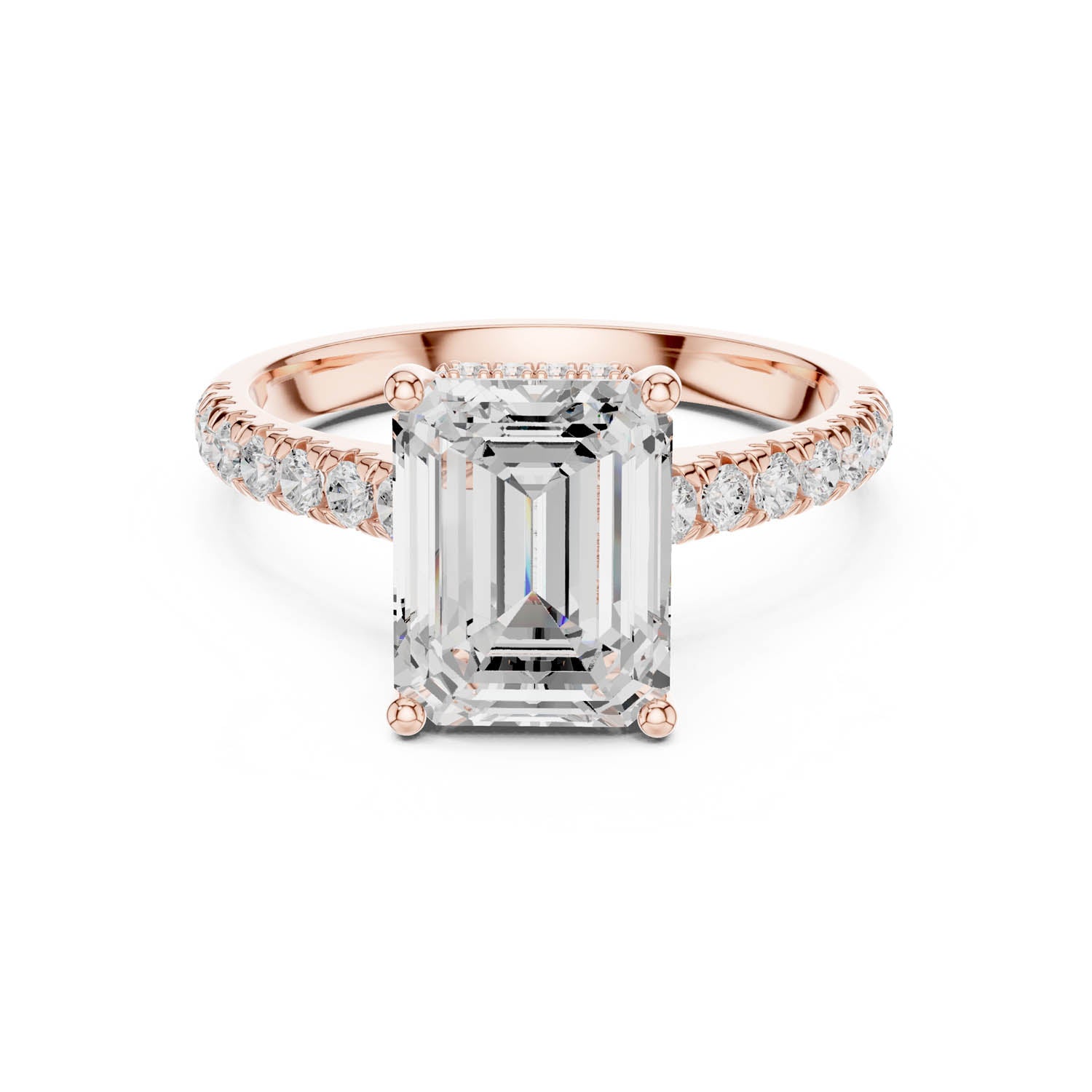 3.15 Ct. Emerald Cut Diamond Ring with Pavé Band and Hidden Halo (DDLR-258-EM) 6
