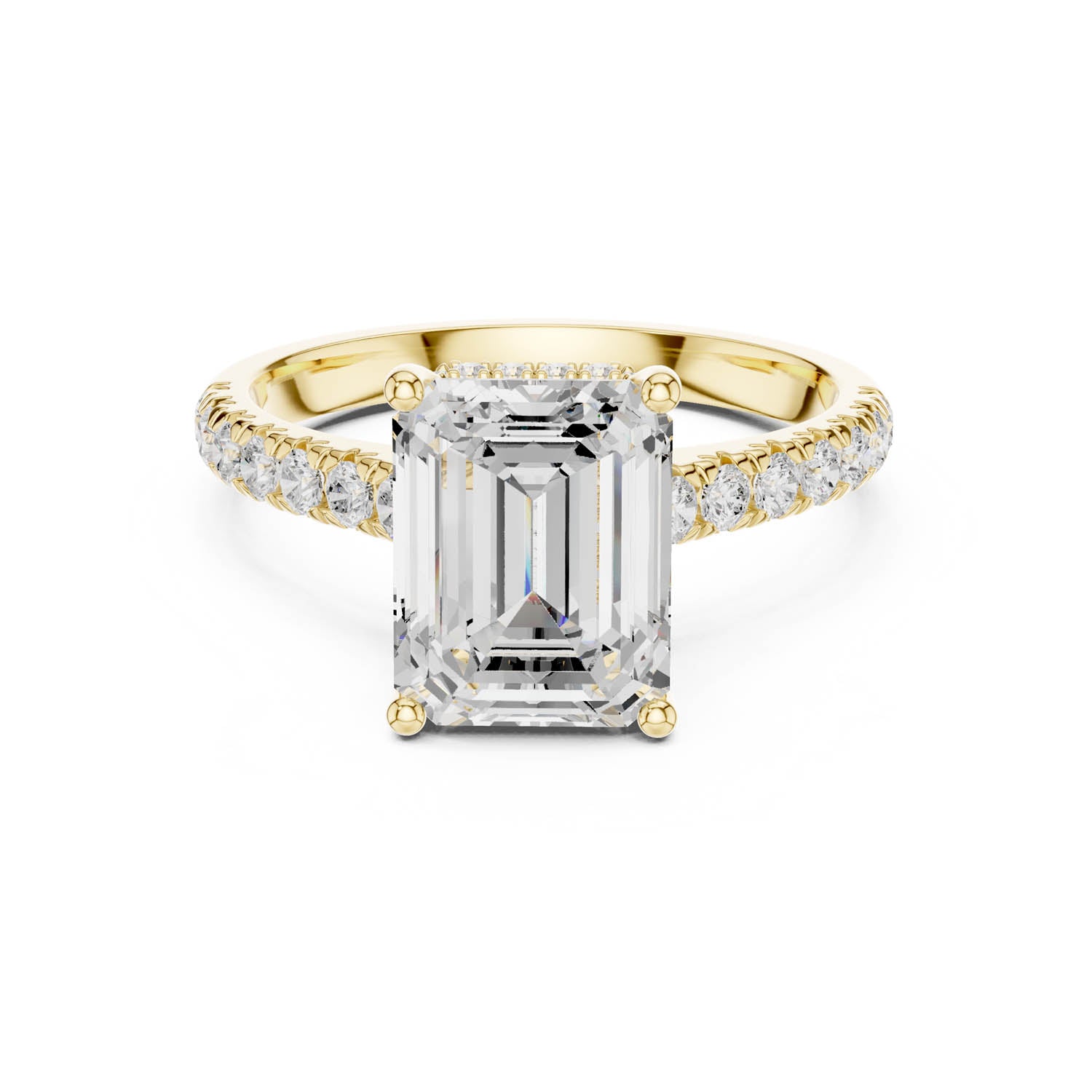 3.15 Ct. Emerald Cut Diamond Ring with Pavé Band and Hidden Halo (DDLR-258-EM) 5