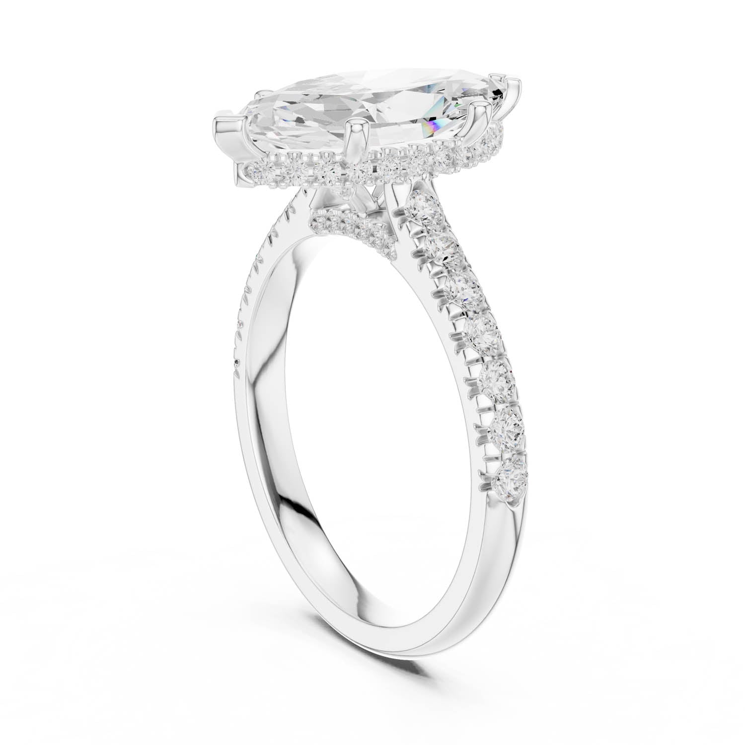 3.17 Ct. Marquise Cut Diamond Ring with Pavé Band and Hidden Halo (DDLR-258-MQ) 13