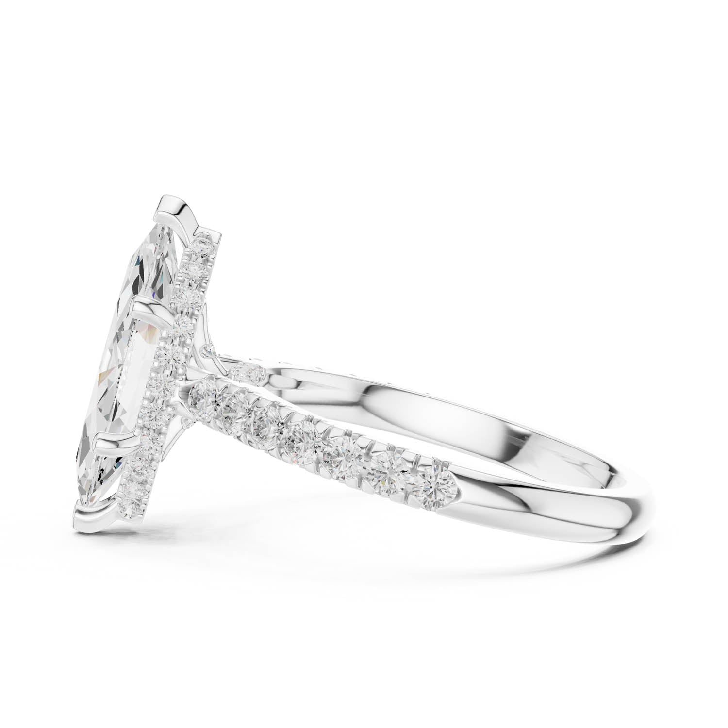 3.17 Ct. Marquise Cut Diamond Ring with Pavé Band and Hidden Halo (DDLR-258-MQ) 7