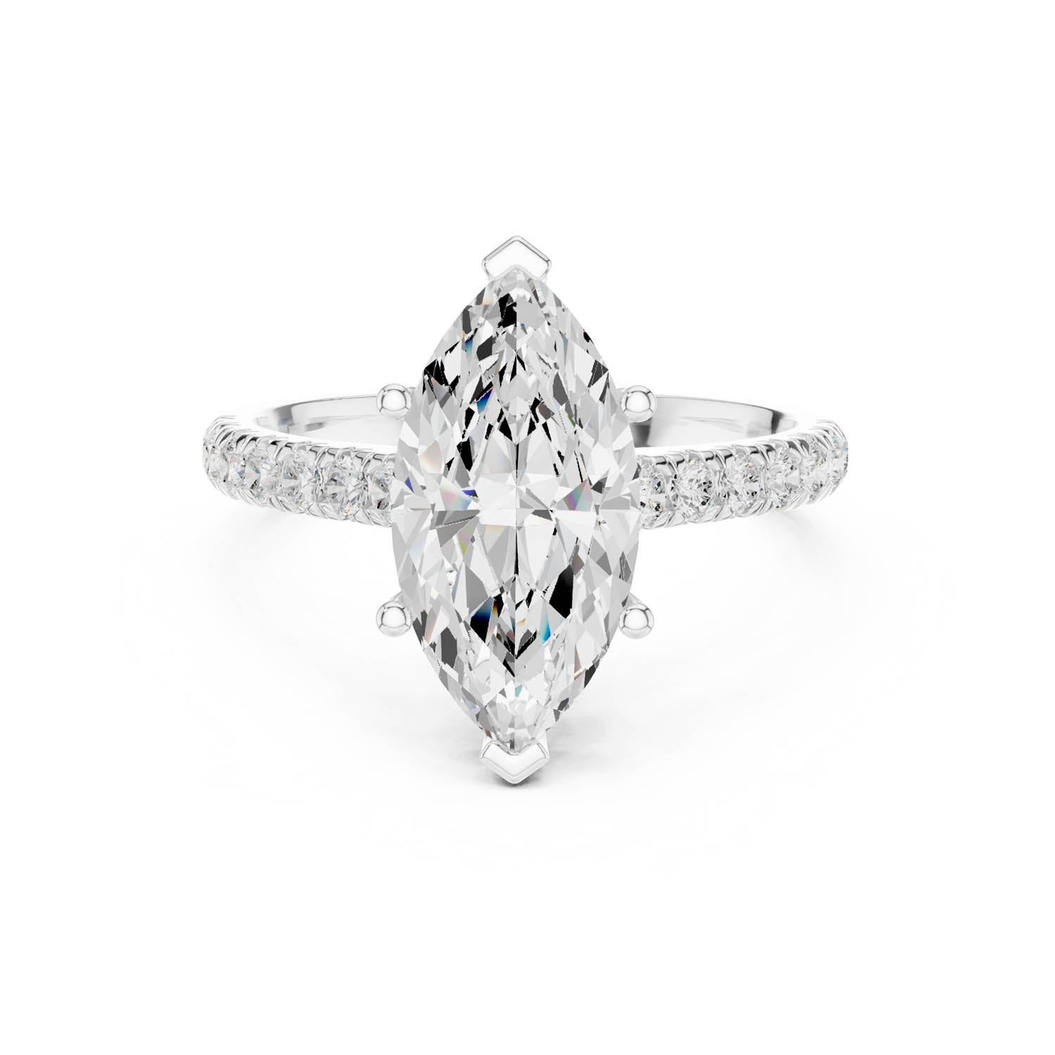 3.17 Ct. Marquise Cut Diamond Ring with Pavé Band and Hidden Halo (DDLR-258-MQ) 1