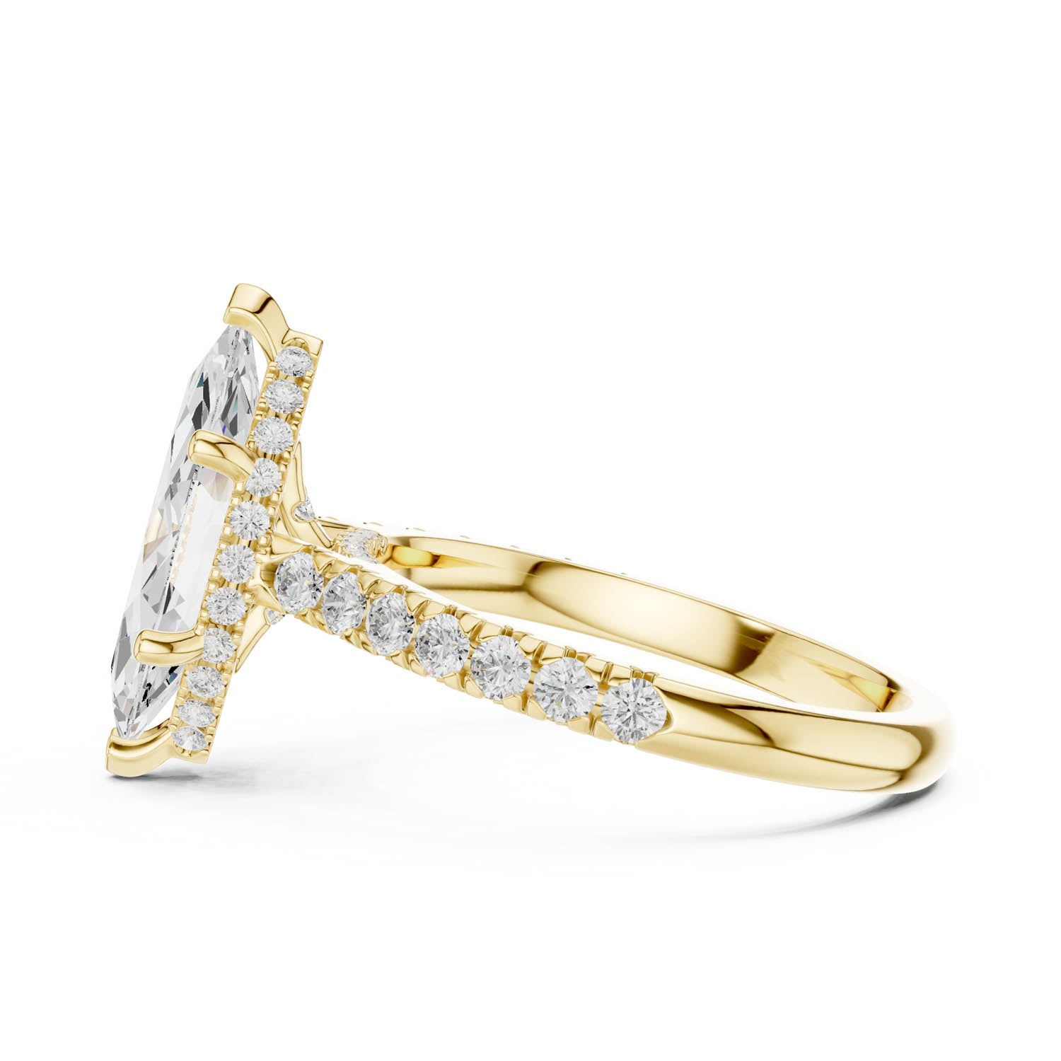 3.17 Ct. Marquise Cut Diamond Ring with Pavé Band and Hidden Halo (DDLR-258-MQ) 8