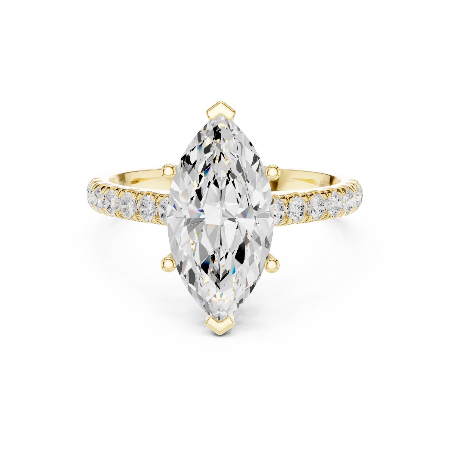 3.17 Ct. Marquise Cut Diamond Ring with Pavé Band and Hidden Halo (DDLR-258-MQ) 9