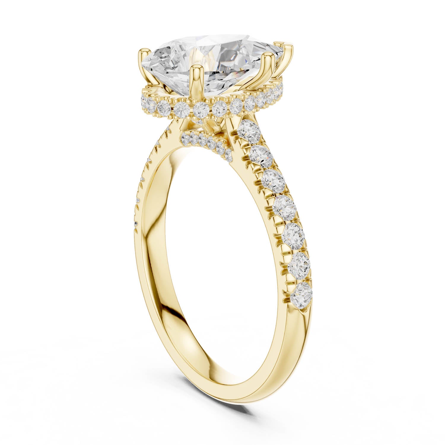 3.14 Ct. Pear Shape Diamond Ring with Pavé Band and Hidden Halo (DDLR-258-PE) 5