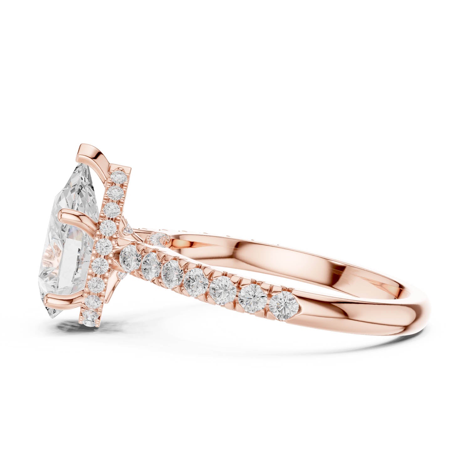 3.14 Ct. Pear Shape Diamond Ring with Pavé Band and Hidden Halo (DDLR-258-PE) 4