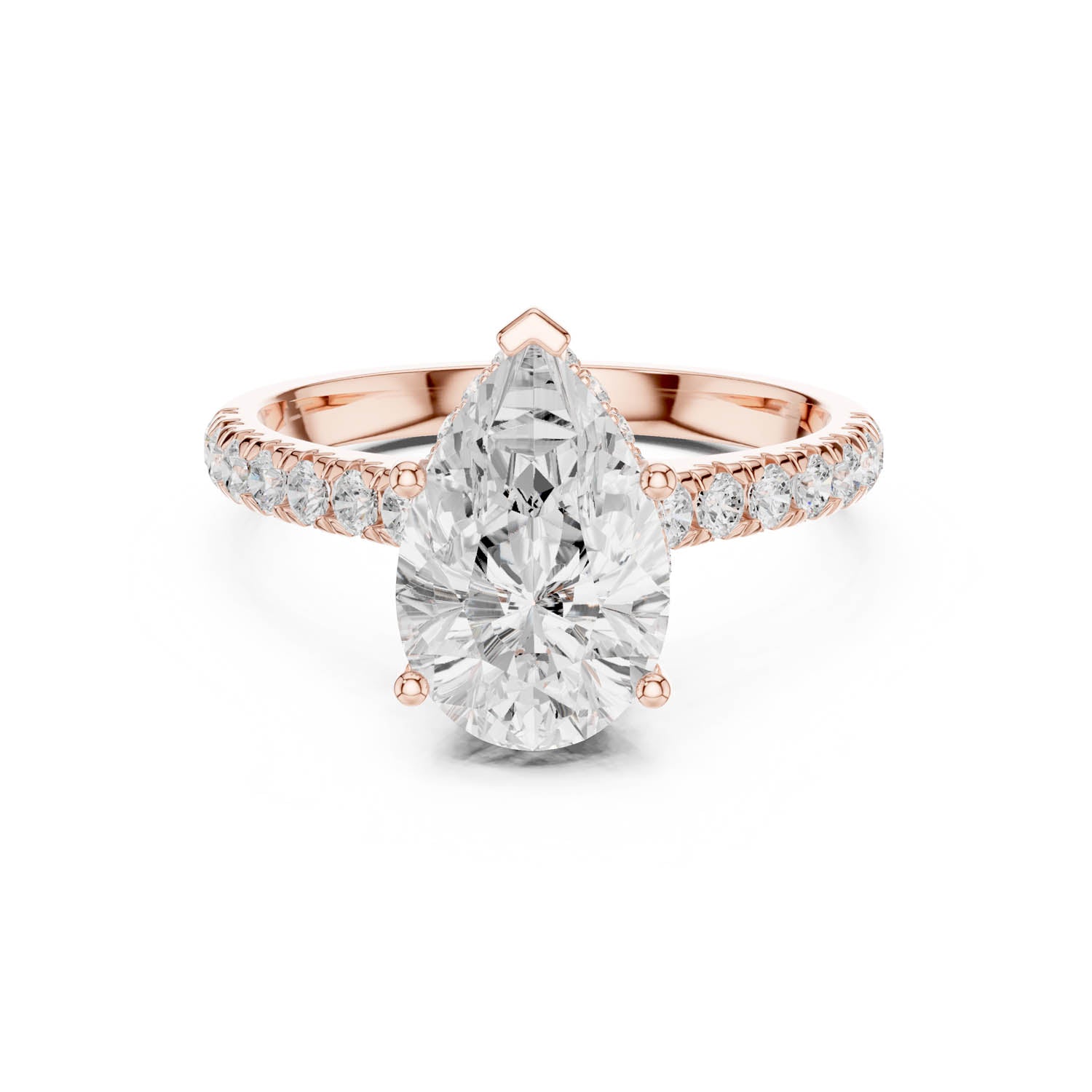 3.14 Ct. Pear Shape Diamond Ring with Pavé Band and Hidden Halo (DDLR-258-PE) 6