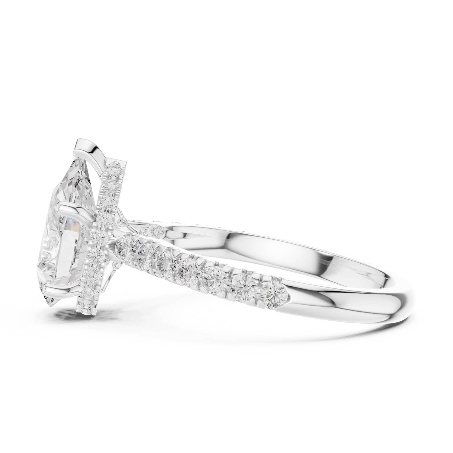 3.14 Ct. Pear Shape Diamond Ring with Pavé Band and Hidden Halo (DDLR-258-PE) 7