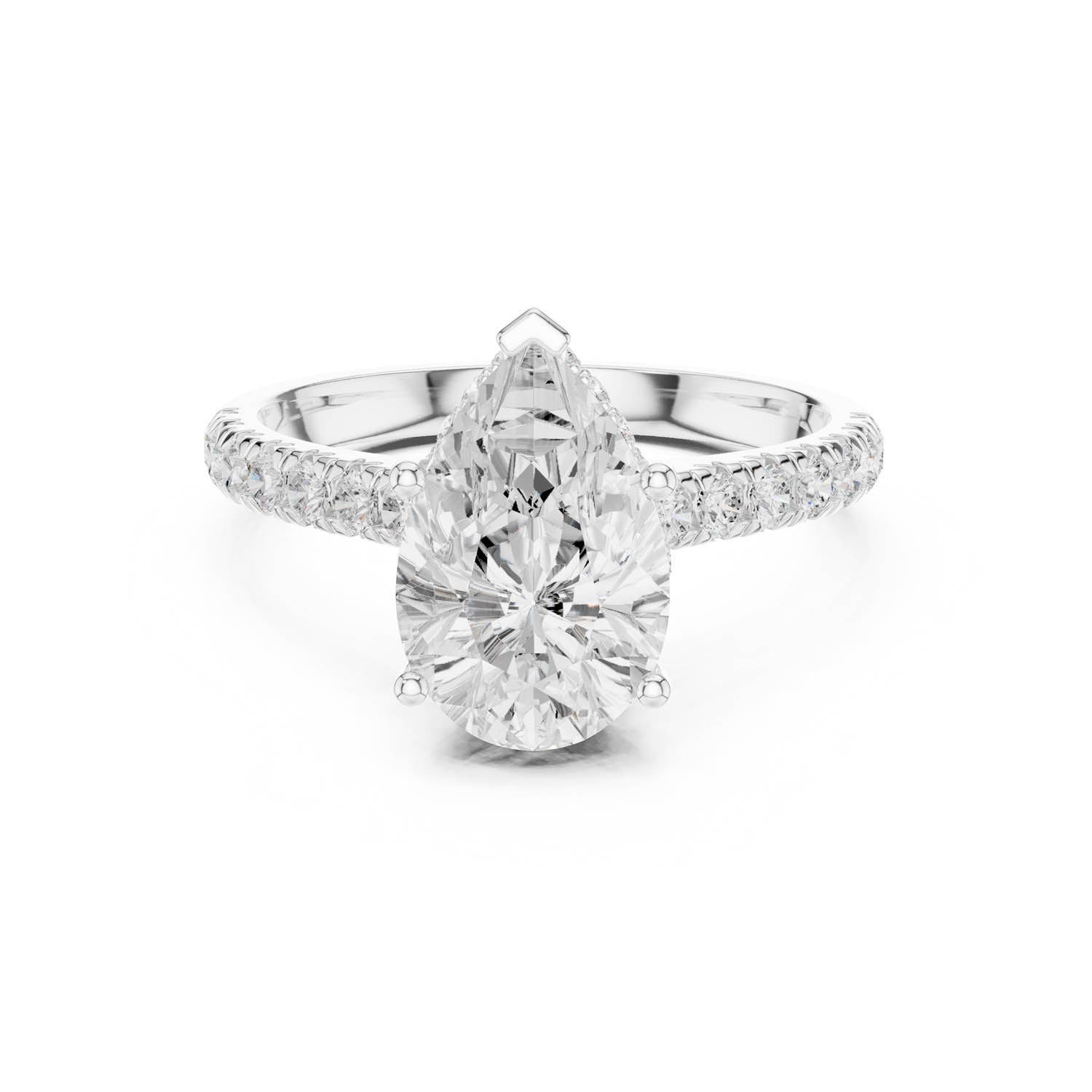 3.14 Ct. Pear Shape Diamond Ring with Pavé Band and Hidden Halo (DDLR-258-PE) 1