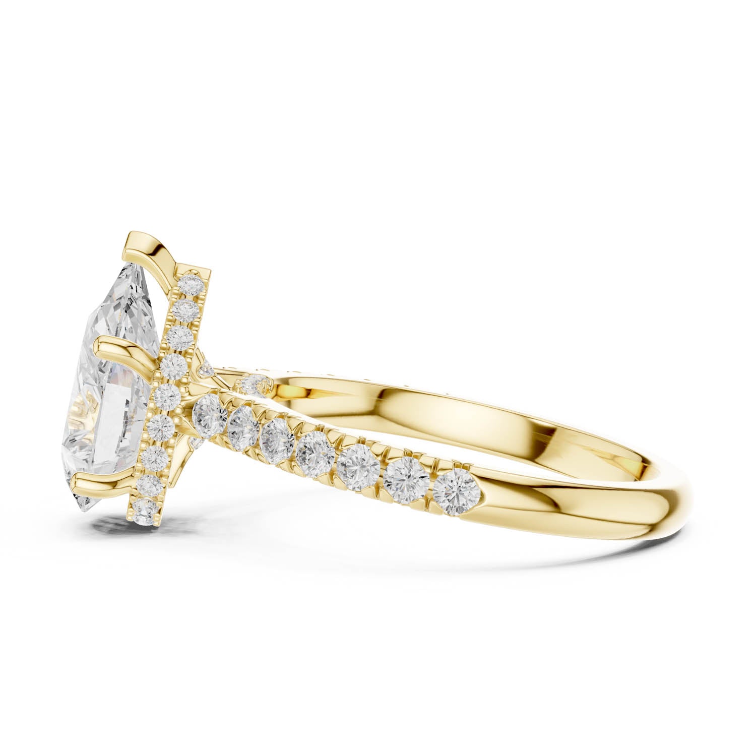 3.14 Ct. Pear Shape Diamond Ring with Pavé Band and Hidden Halo (DDLR-258-PE) 8