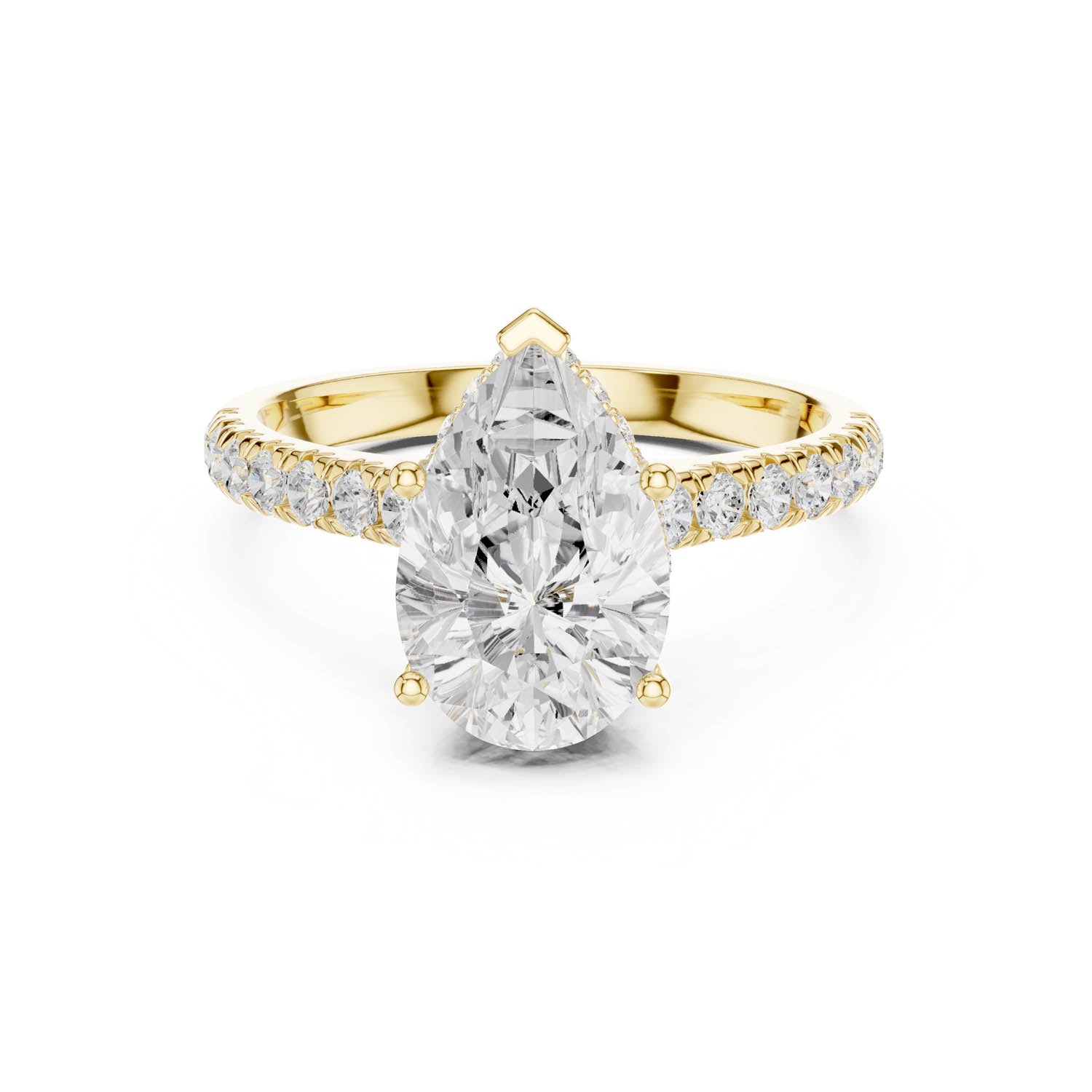3.14 Ct. Pear Shape Diamond Ring with Pavé Band and Hidden Halo (DDLR-258-PE) 9