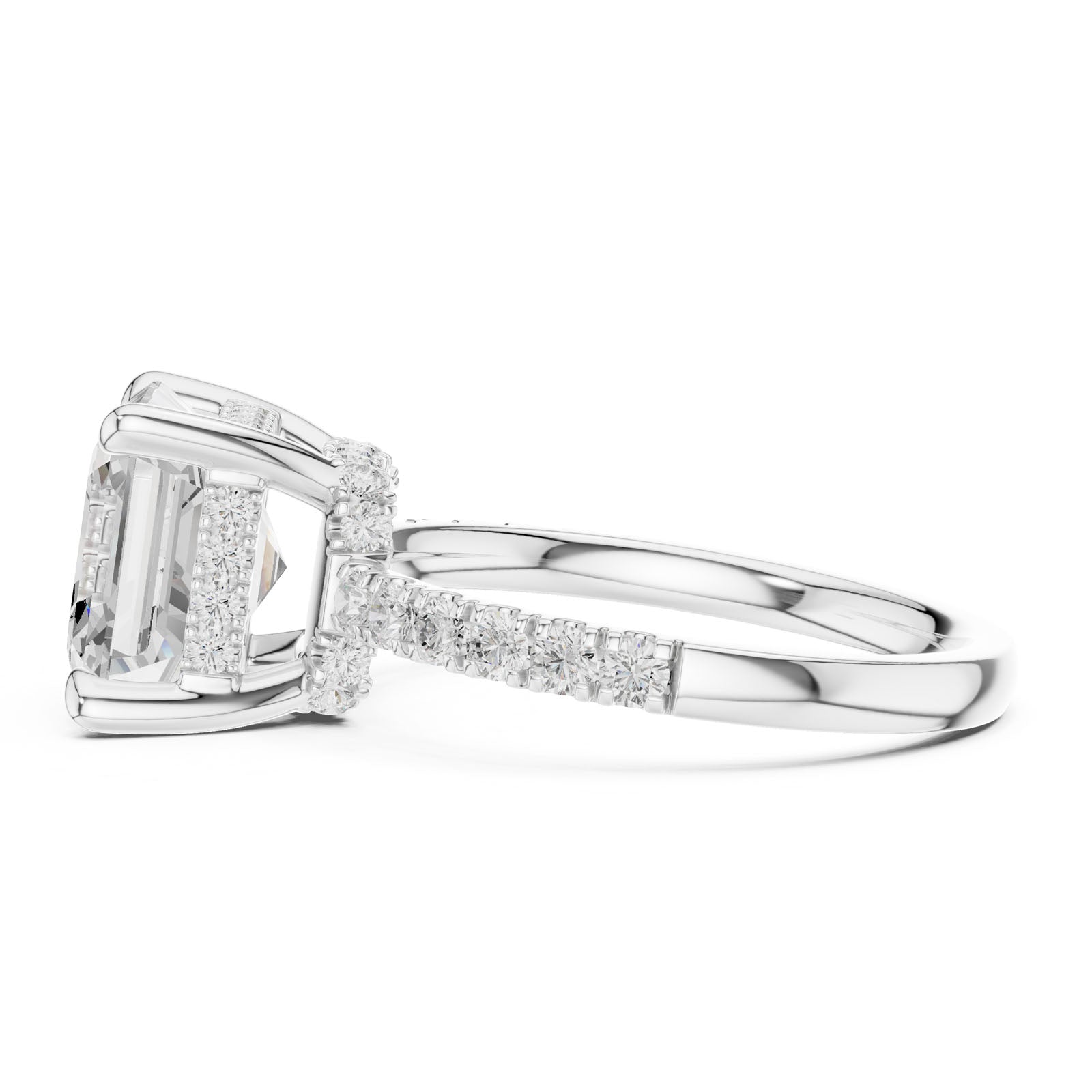 4.58 Ct. Classic Asscher Cut Diamond Ring with Hidden Halo and Pavé Band Setting (DDLR-259-AC) 8