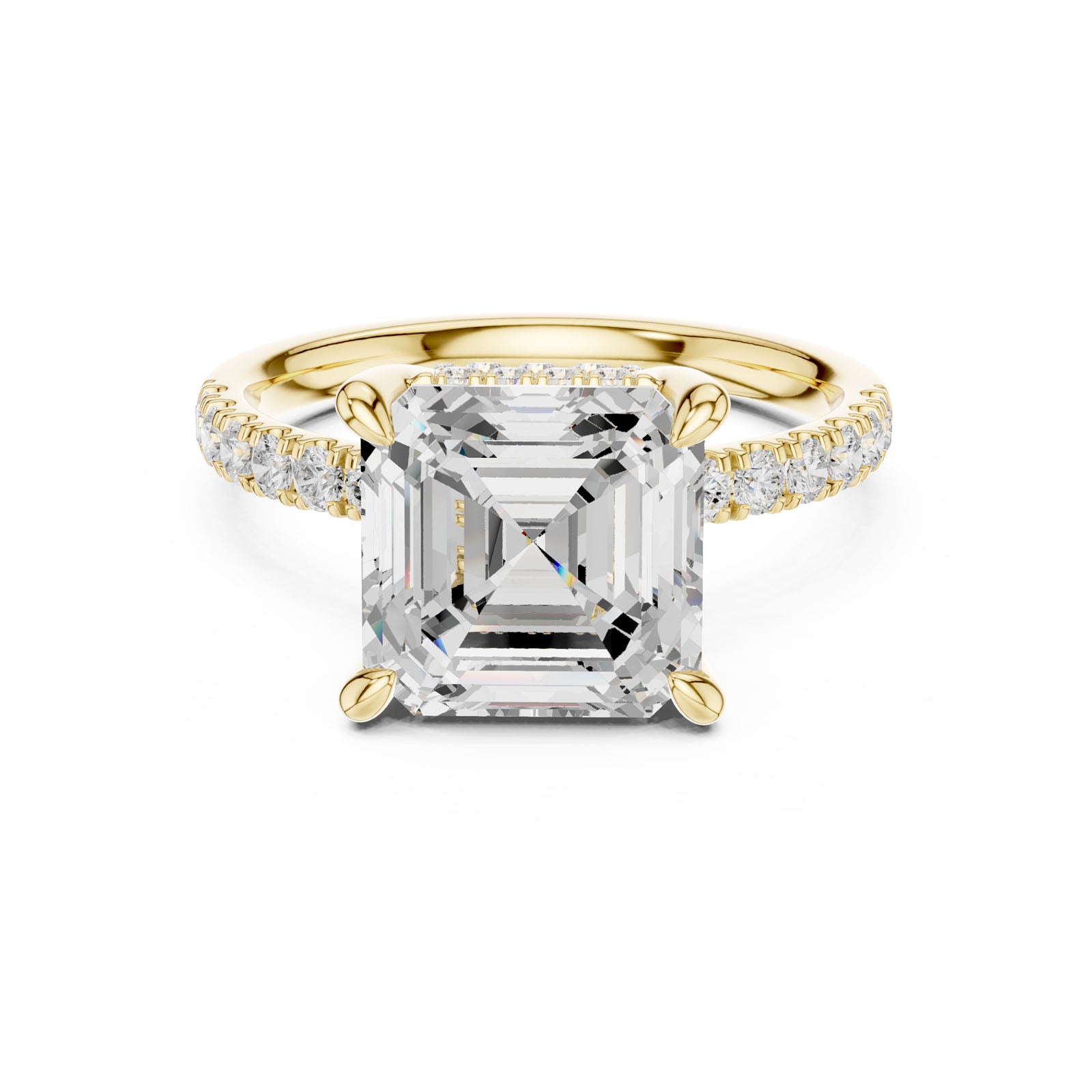 4.58 Ct. Classic Asscher Cut Diamond Ring with Hidden Halo and Pavé Band Setting (DDLR-259-AC) 6