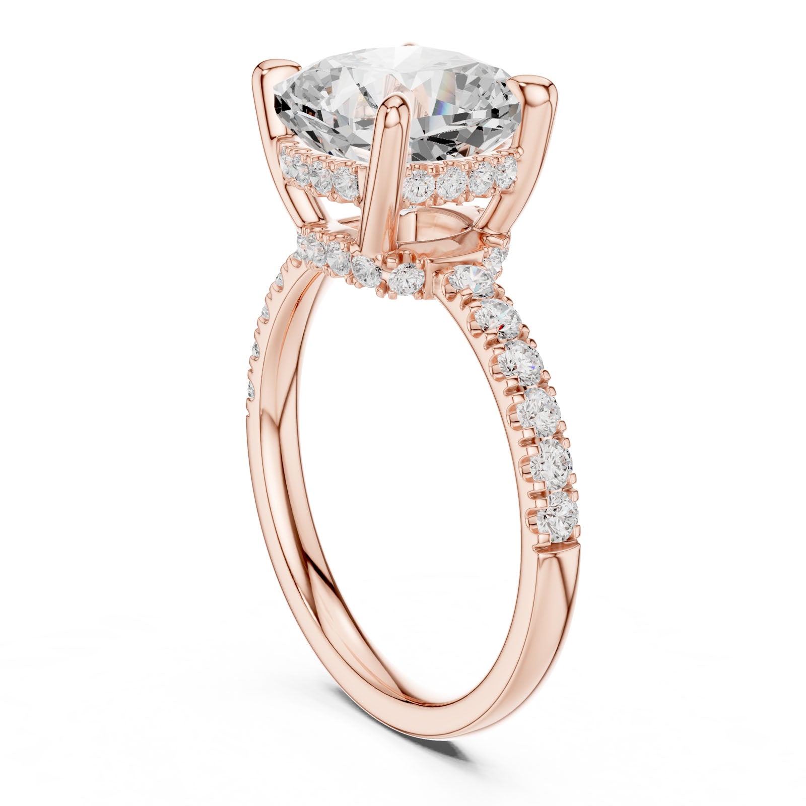 4.55 Ct. Classic Cushion Cut Diamond Ring with Hidden Halo and Pavé Band Setting (DDLR-259-CU) 11