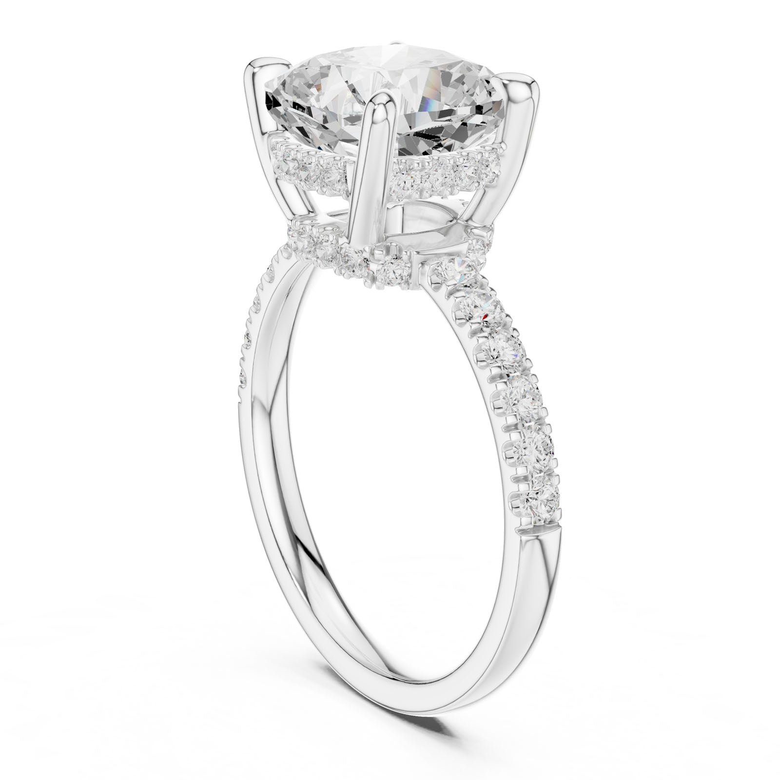 4.55 Ct. Classic Cushion Cut Diamond Ring with Hidden Halo and Pavé Band Setting (DDLR-259-CU) 10