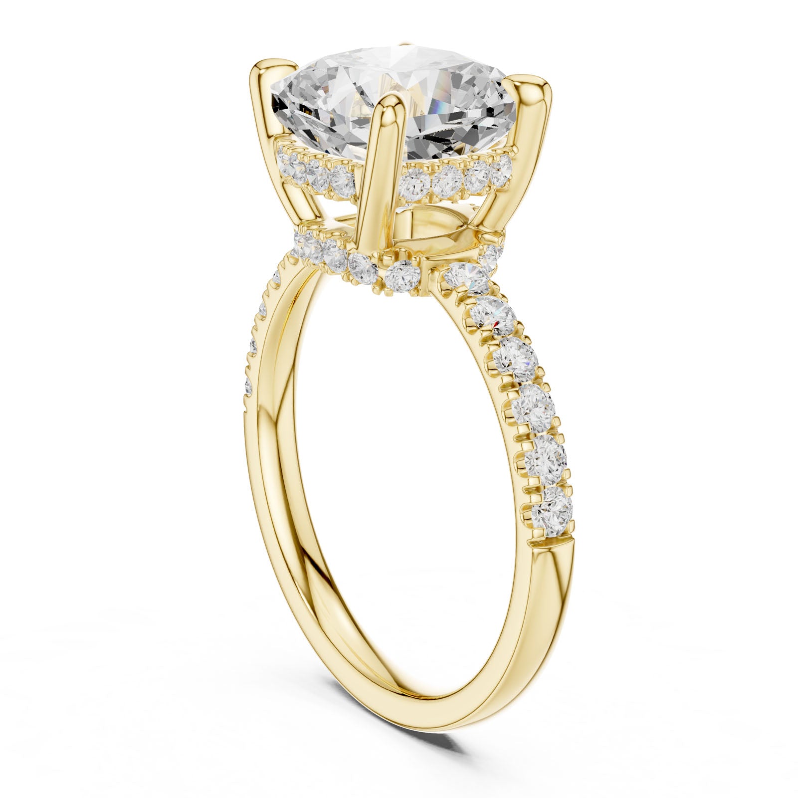 4.55 Ct. Classic Cushion Cut Diamond Ring with Hidden Halo and Pavé Band Setting (DDLR-259-CU) 6