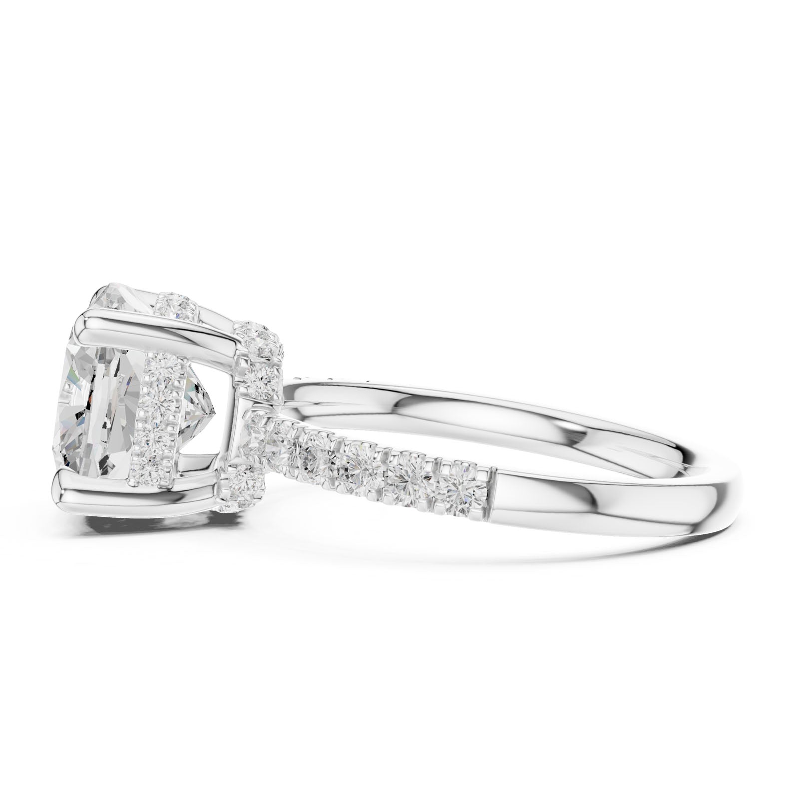 4.55 Ct. Classic Cushion Cut Diamond Ring with Hidden Halo and Pavé Band Setting (DDLR-259-CU) 8