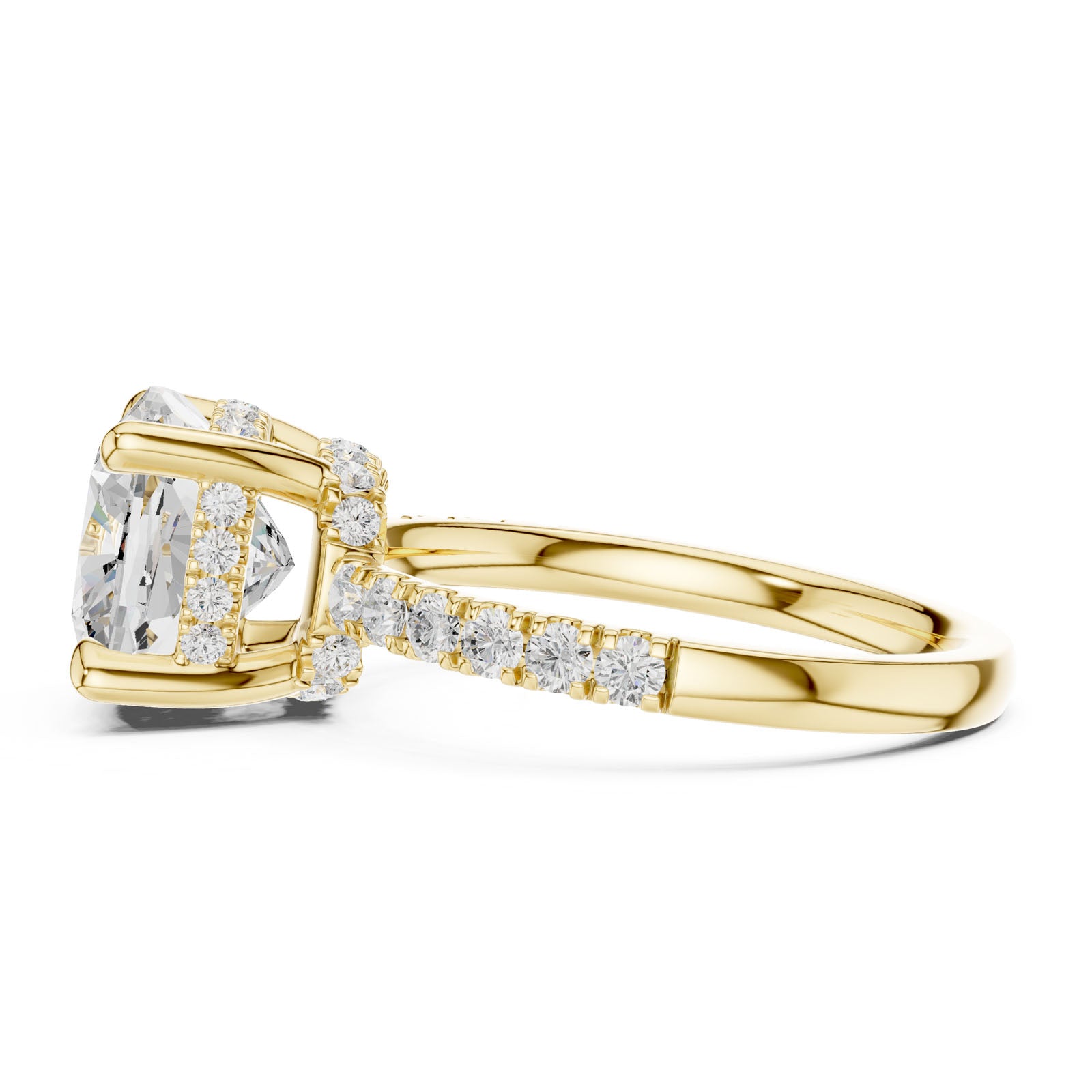 4.55 Ct. Classic Cushion Cut Diamond Ring with Hidden Halo and Pavé Band Setting (DDLR-259-CU) 12