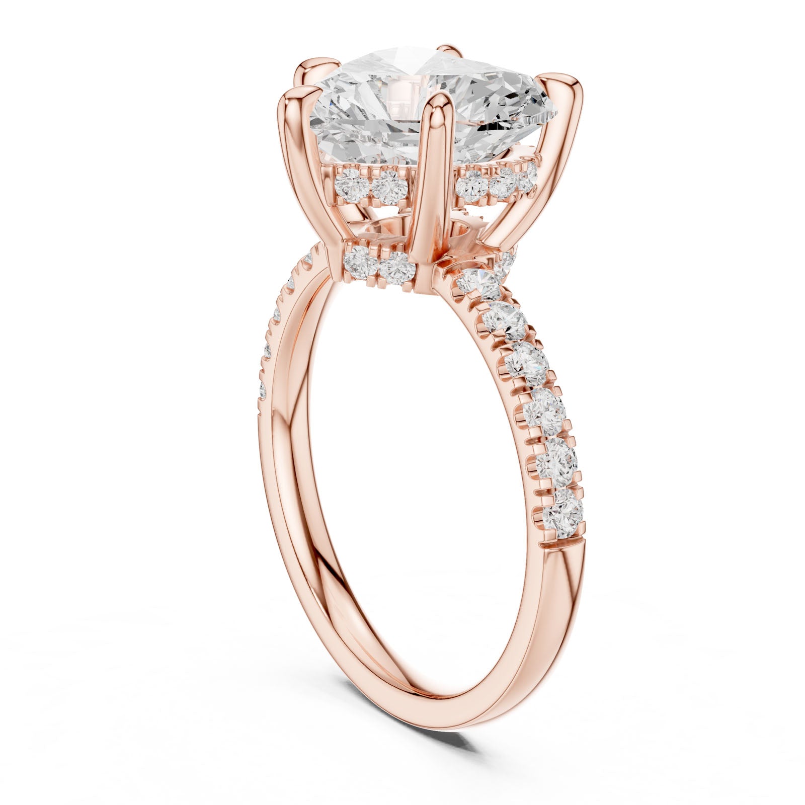4.53 Ct. Classic Heart Shape Diamond Ring with Hidden Halo and Pavé Band Setting (DDLR-259-HR) 13