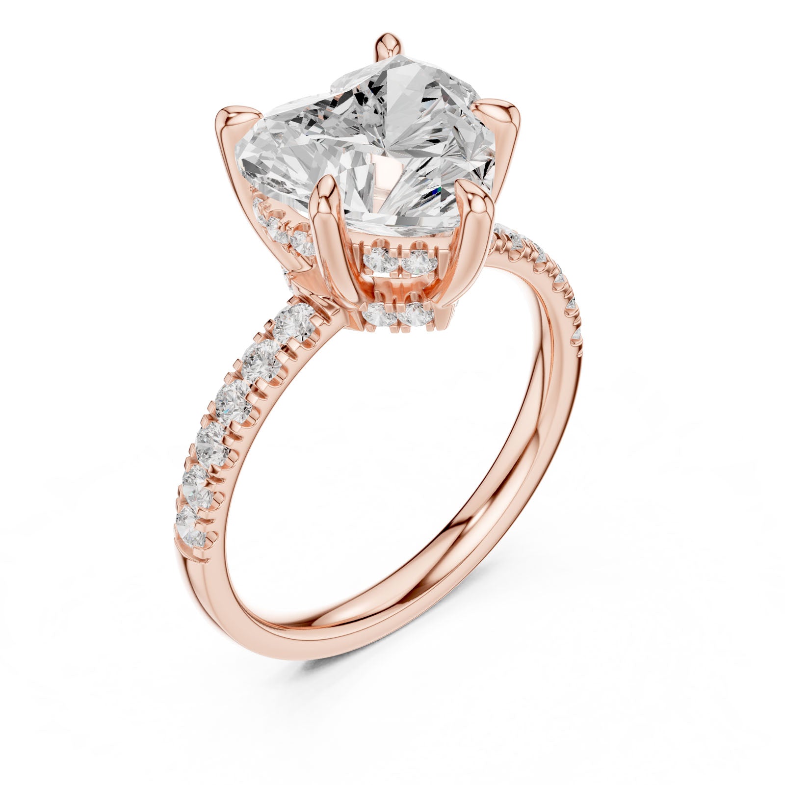 4.53 Ct. Classic Heart Shape Diamond Ring with Hidden Halo and Pavé Band Setting (DDLR-259-HR) 10