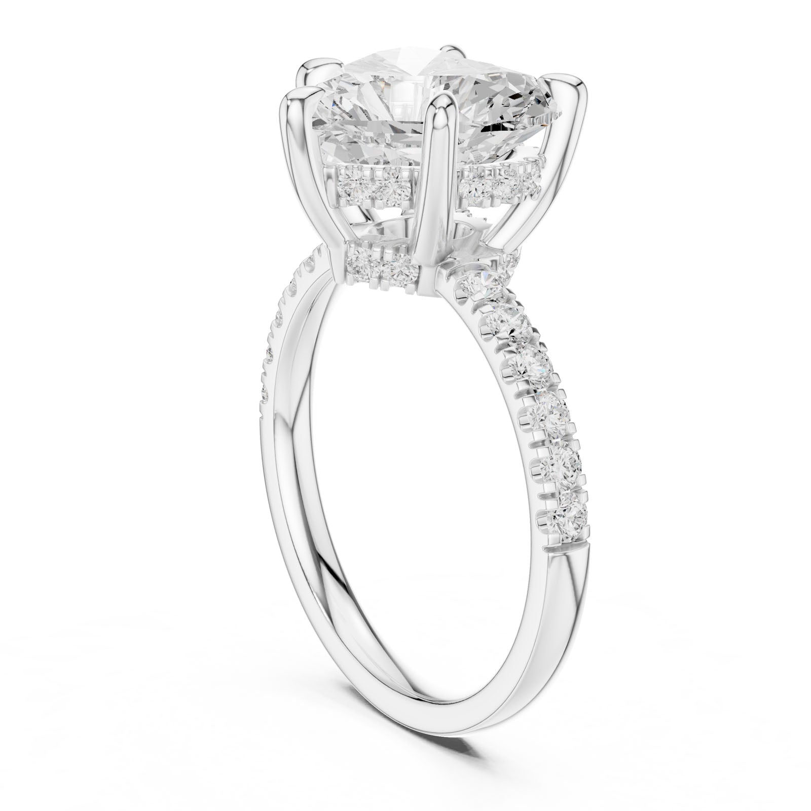 4.53 Ct. Classic Heart Shape Diamond Ring with Hidden Halo and Pavé Band Setting (DDLR-259-HR) 11