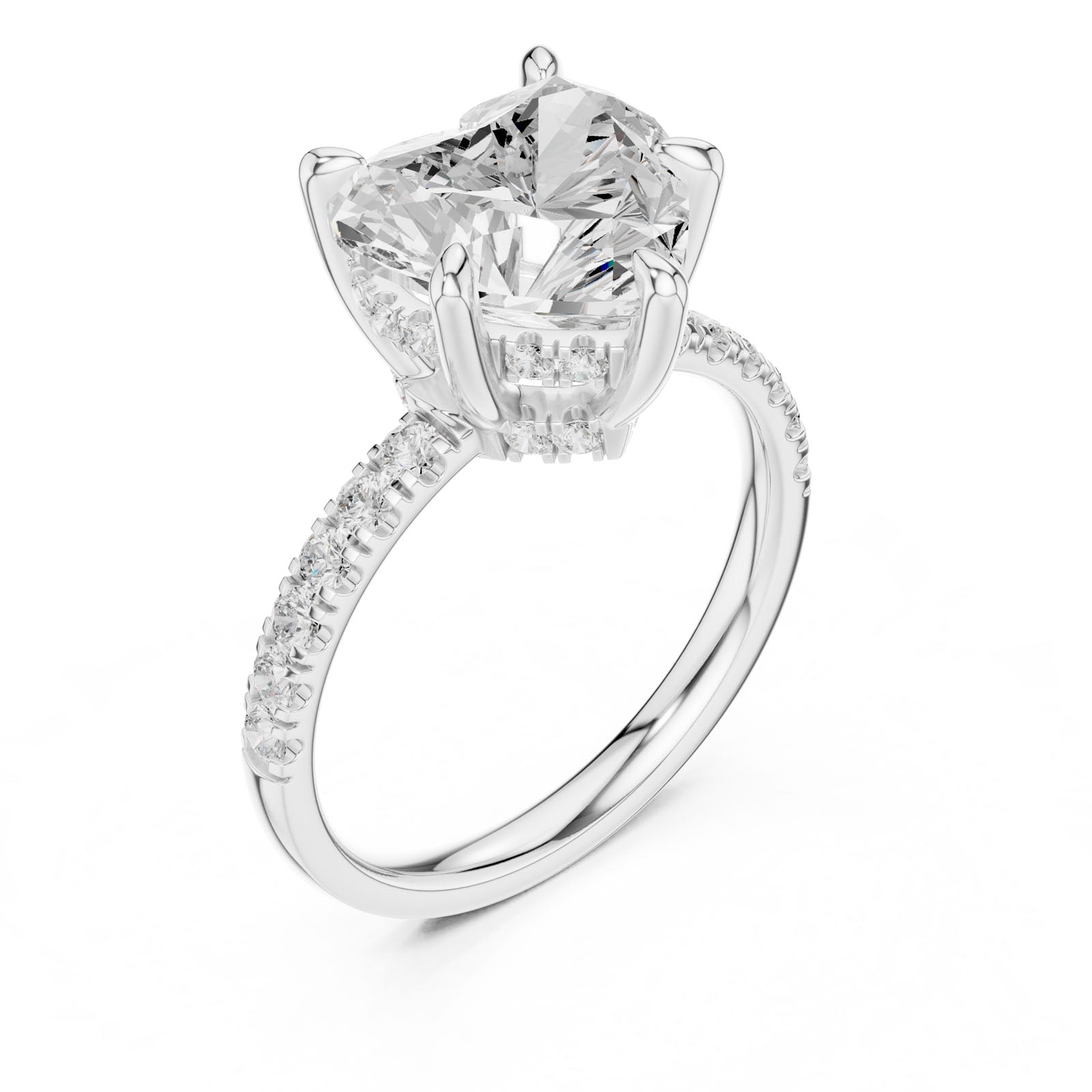 4.53 Ct. Classic Heart Shape Diamond Ring with Hidden Halo and Pavé Band Setting (DDLR-259-HR) 5