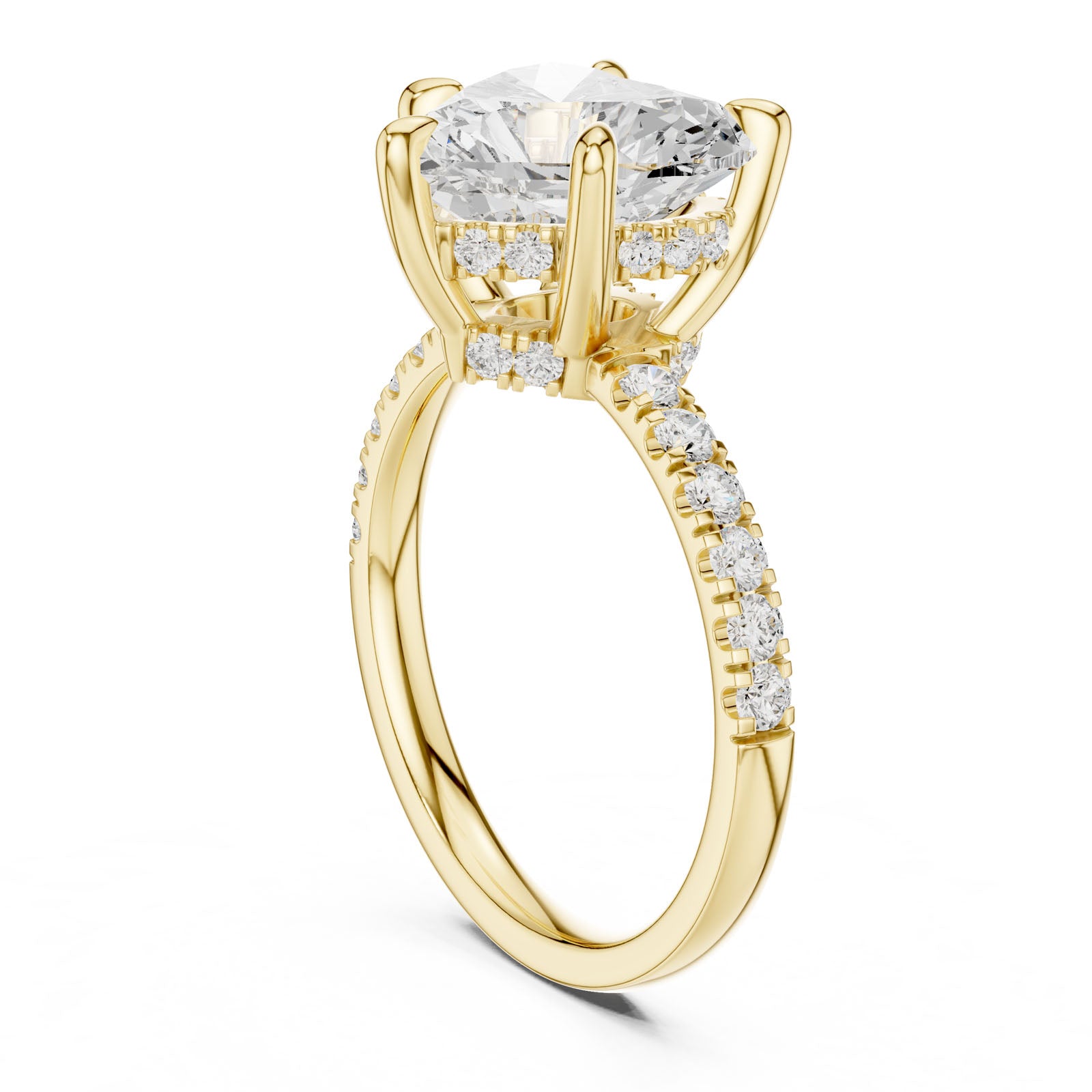 4.53 Ct. Classic Heart Shape Diamond Ring with Hidden Halo and Pavé Band Setting (DDLR-259-HR) 6
