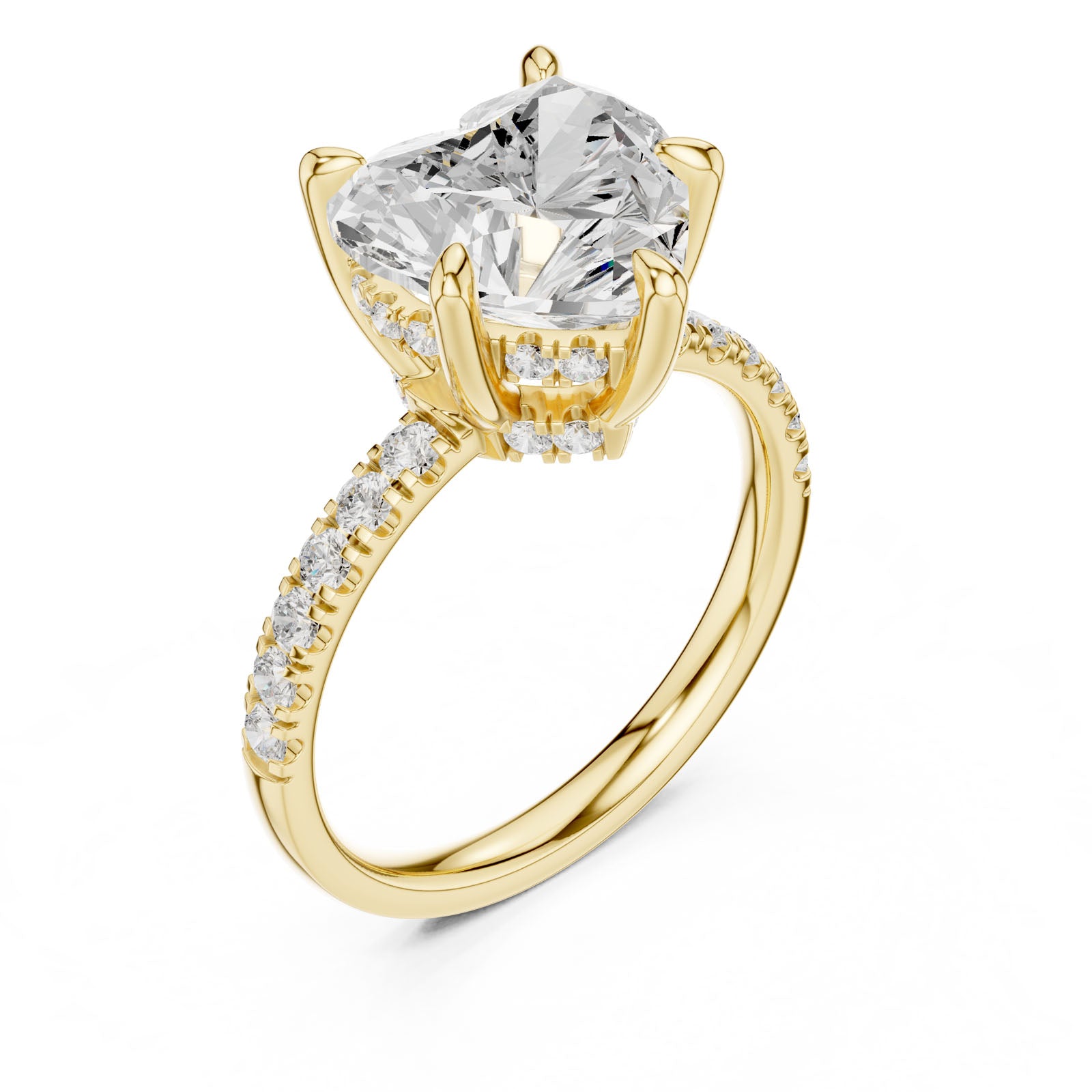 4.53 Ct. Classic Heart Shape Diamond Ring with Hidden Halo and Pavé Band Setting (DDLR-259-HR)