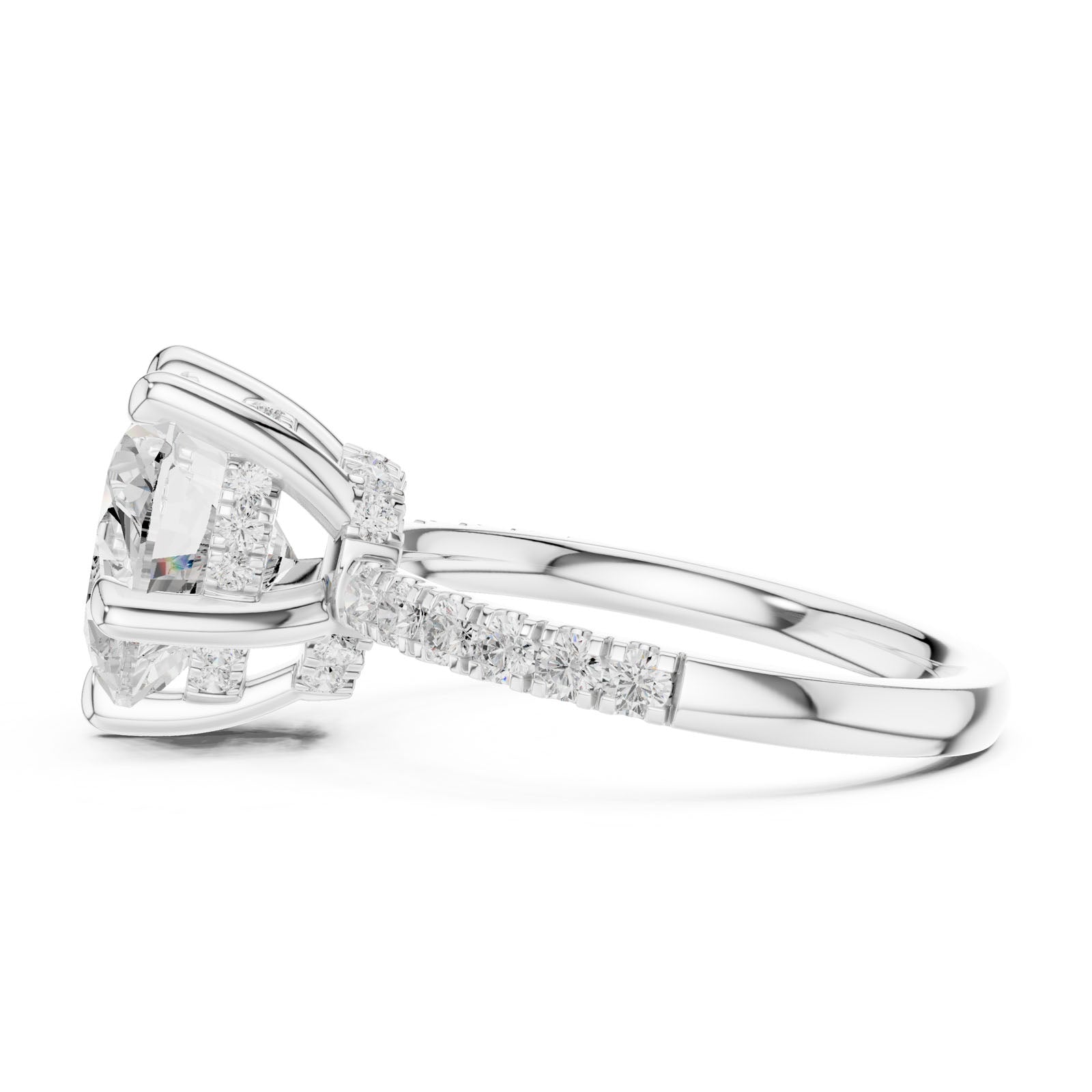 4.53 Ct. Classic Heart Shape Diamond Ring with Hidden Halo and Pavé Band Setting (DDLR-259-HR) 8