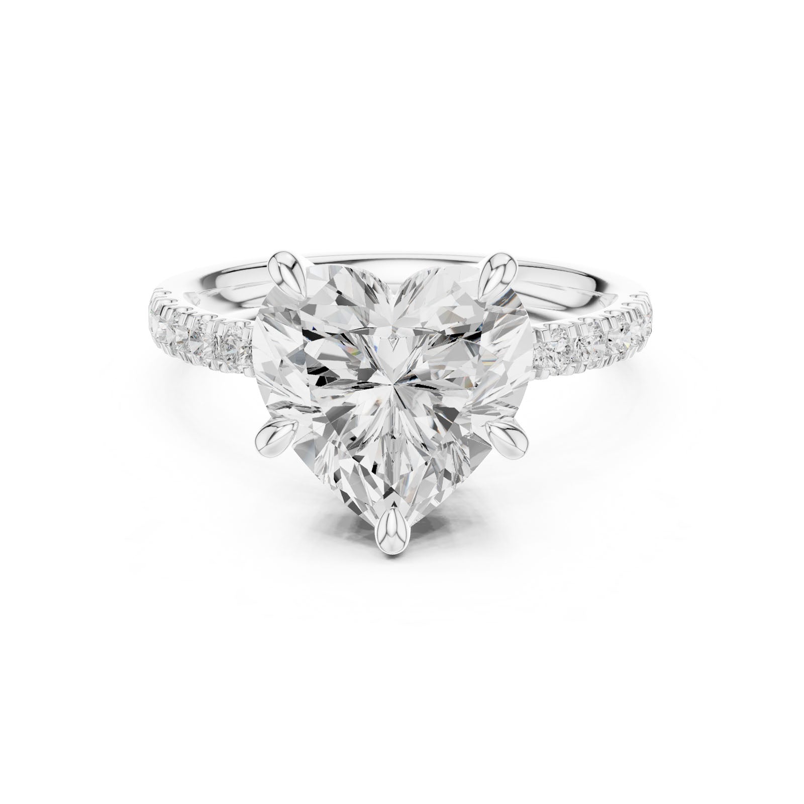4.53 Ct. Classic Heart Shape Diamond Ring with Hidden Halo and Pavé Band Setting (DDLR-259-HR)