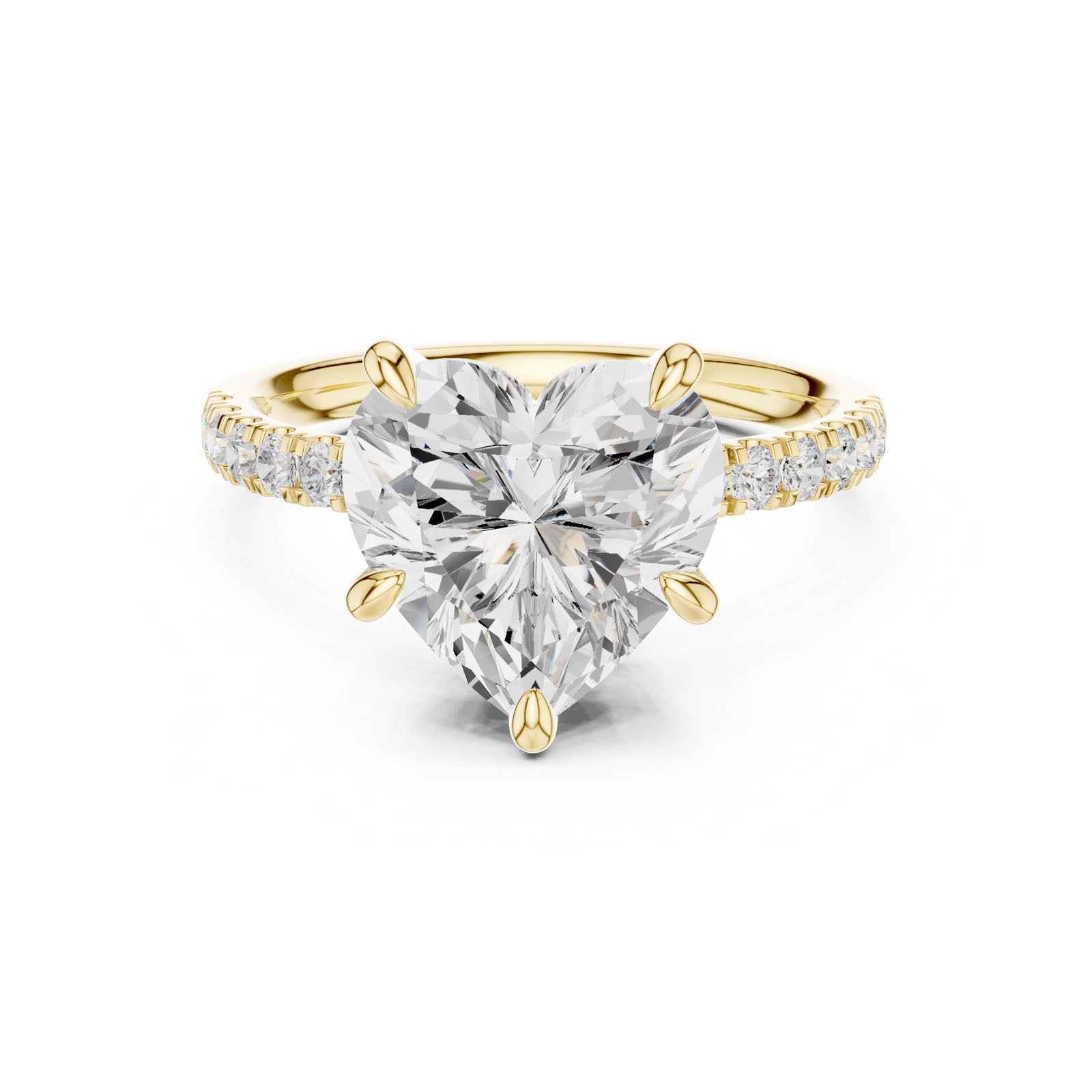 4.53 Ct. Classic Heart Shape Diamond Ring with Hidden Halo and Pavé Band Setting (DDLR-259-HR) 9