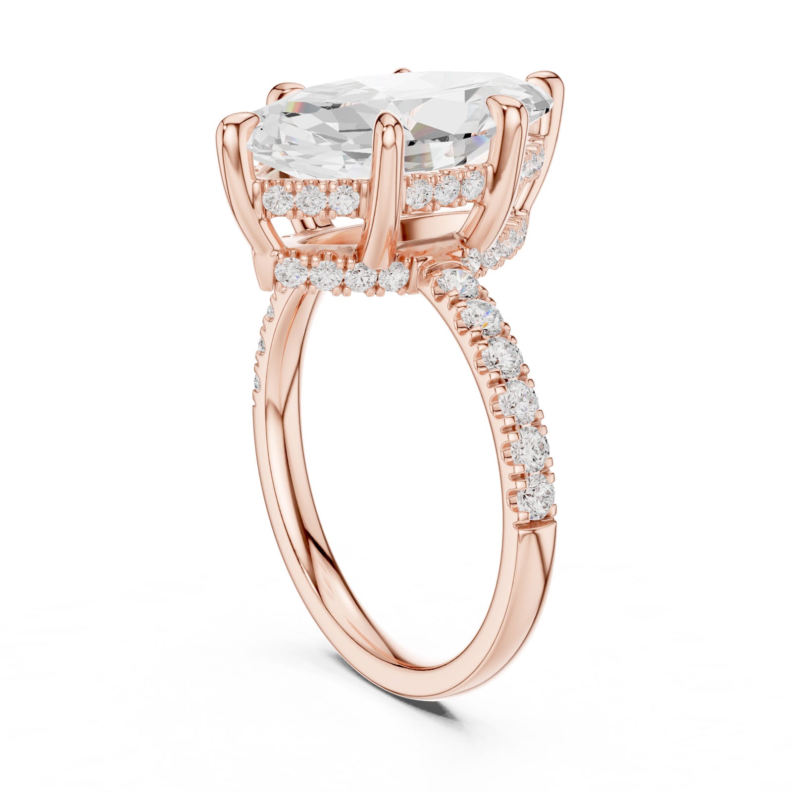 4.62 Ct. Classic Marquise Diamond Ring with Hidden Halo and Pavé Band Setting (DDLR-259-MQ) 13