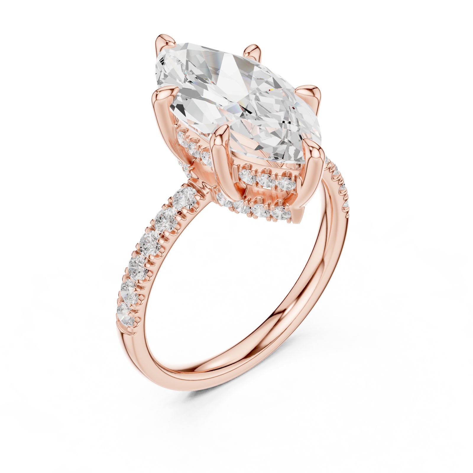 4.62 Ct. Classic Marquise Diamond Ring with Hidden Halo and Pavé Band Setting (DDLR-259-MQ) 10