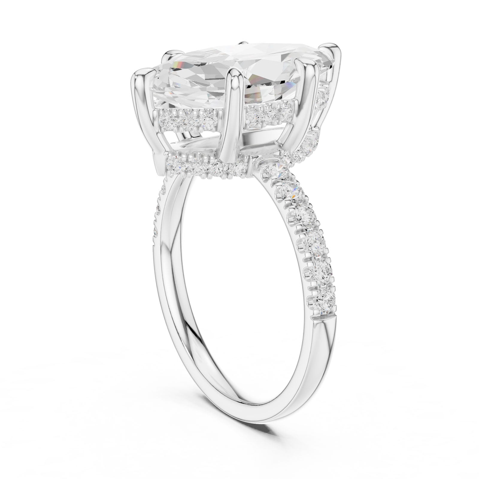 4.62 Ct. Classic Marquise Diamond Ring with Hidden Halo and Pavé Band Setting (DDLR-259-MQ) 12