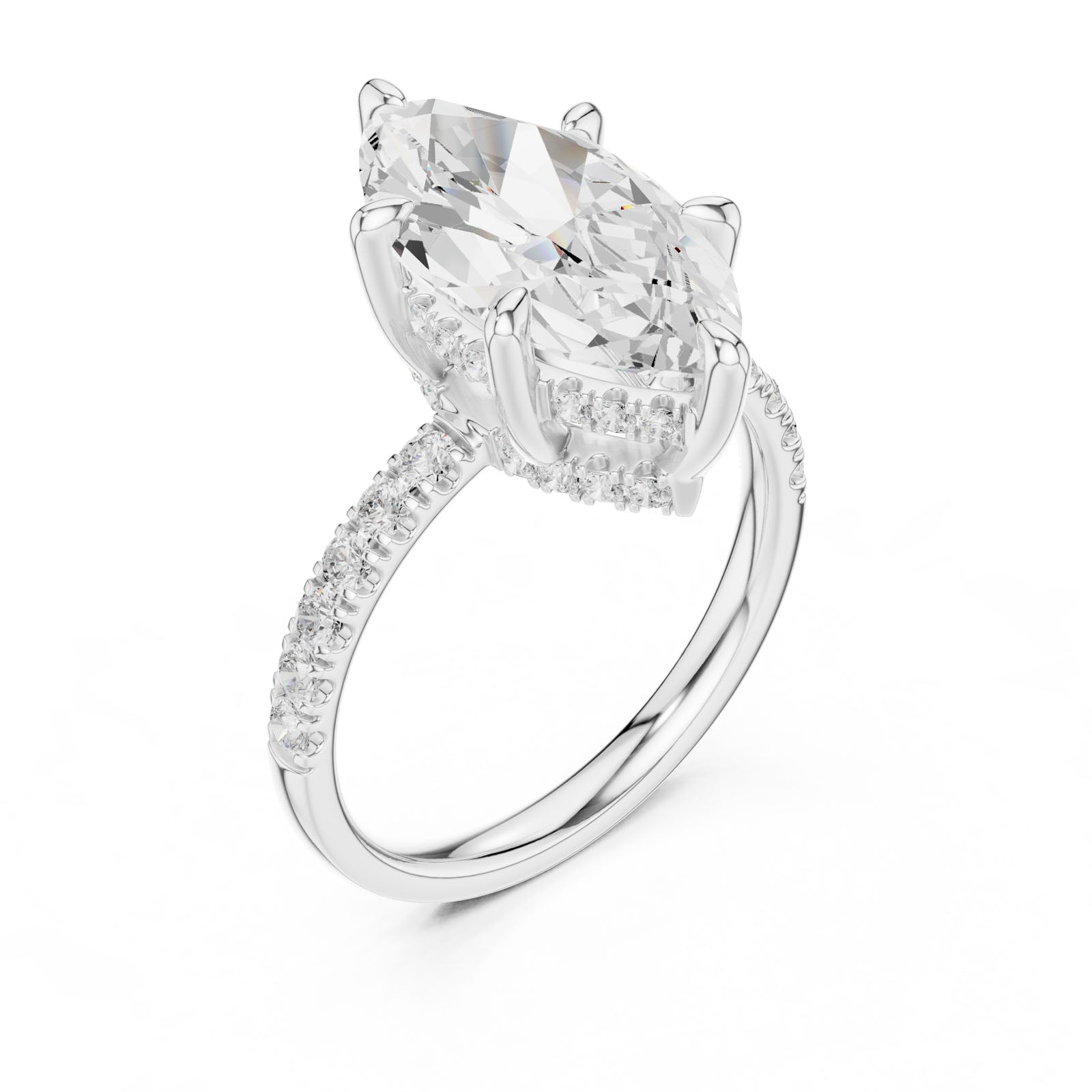 4.62 Ct. Classic Marquise Diamond Ring with Hidden Halo and Pavé Band Setting (DDLR-259-MQ) 5