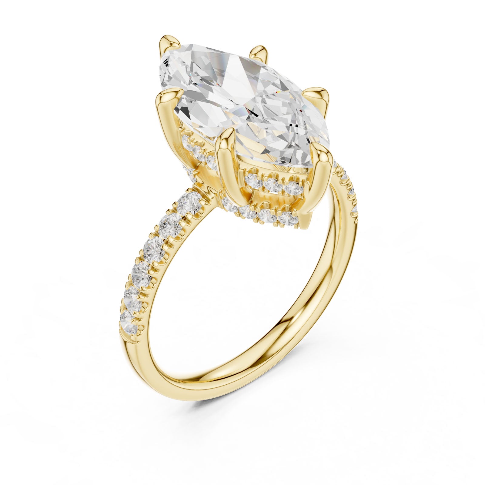 4.62 Ct. Classic Marquise Diamond Ring with Hidden Halo and Pavé Band Setting (DDLR-259-MQ)