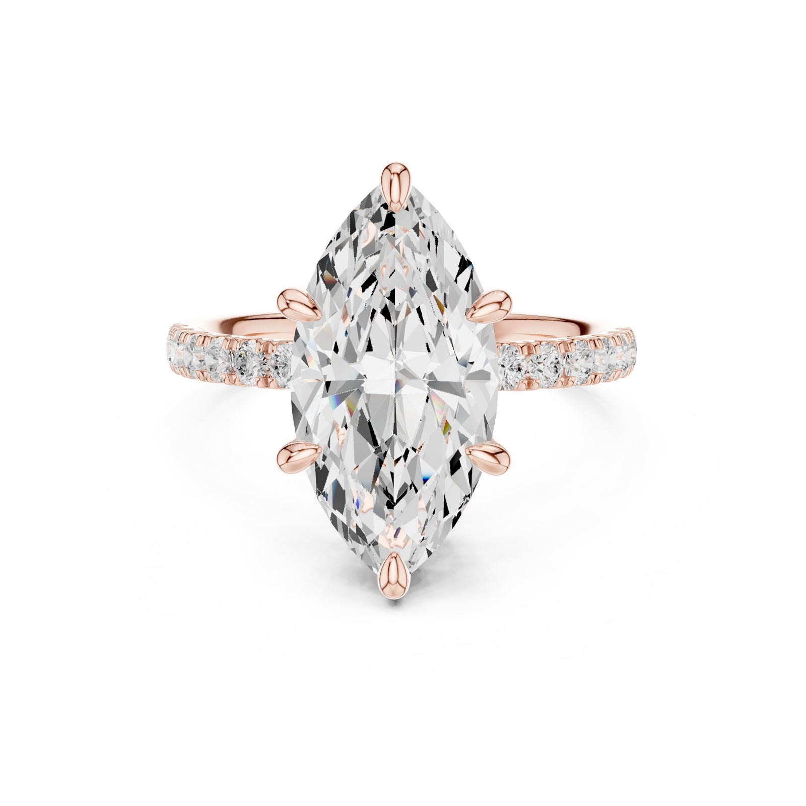 4.62 Ct. Classic Marquise Diamond Ring with Hidden Halo and Pavé Band Setting (DDLR-259-MQ) 7