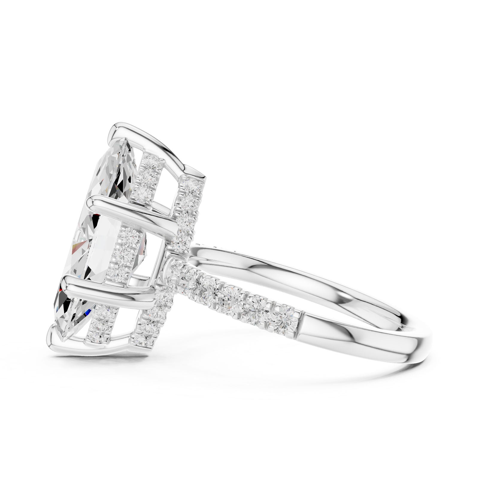 4.62 Ct. Classic Marquise Diamond Ring with Hidden Halo and Pavé Band Setting (DDLR-259-MQ) 8