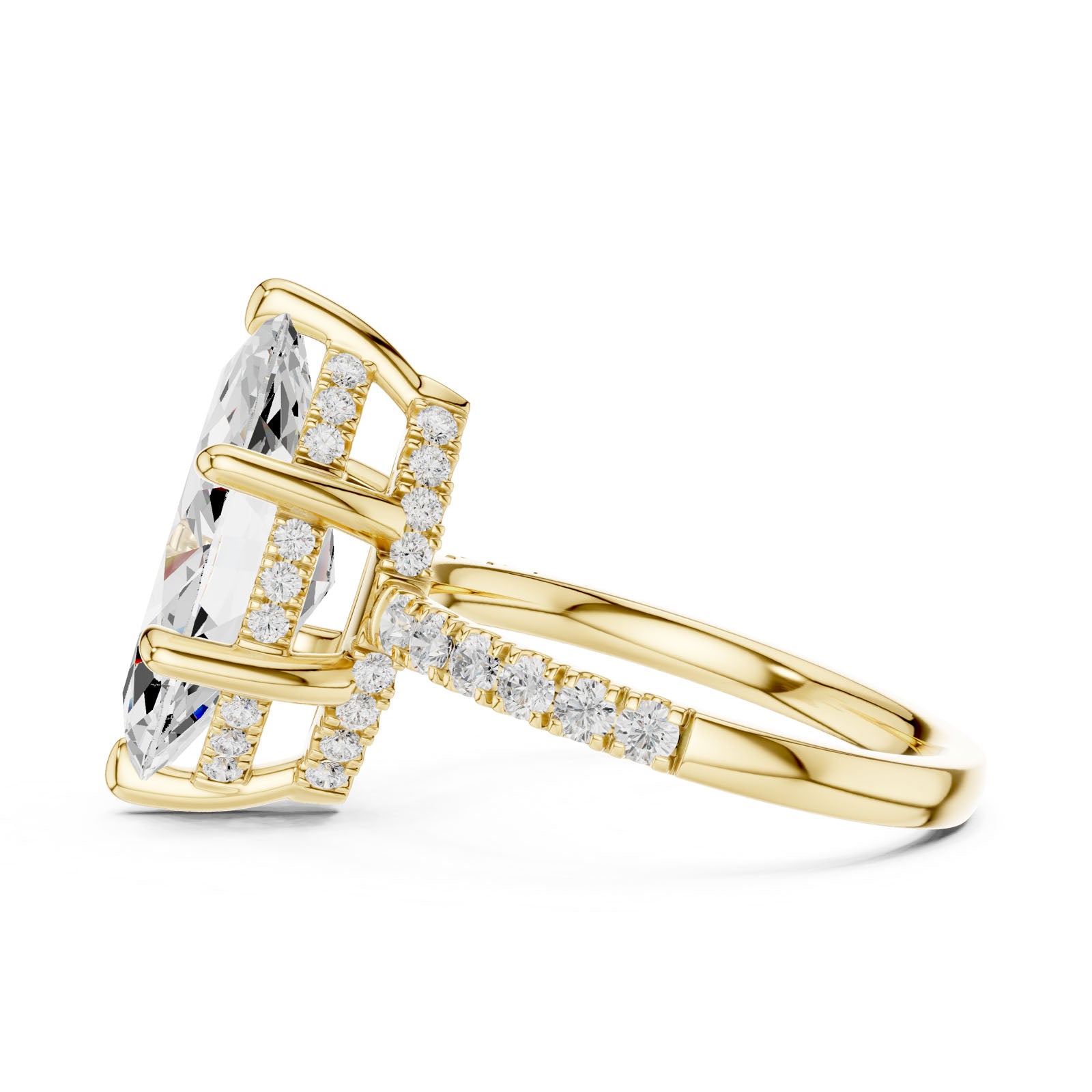 4.62 Ct. Classic Marquise Diamond Ring with Hidden Halo and Pavé Band Setting (DDLR-259-MQ) 9
