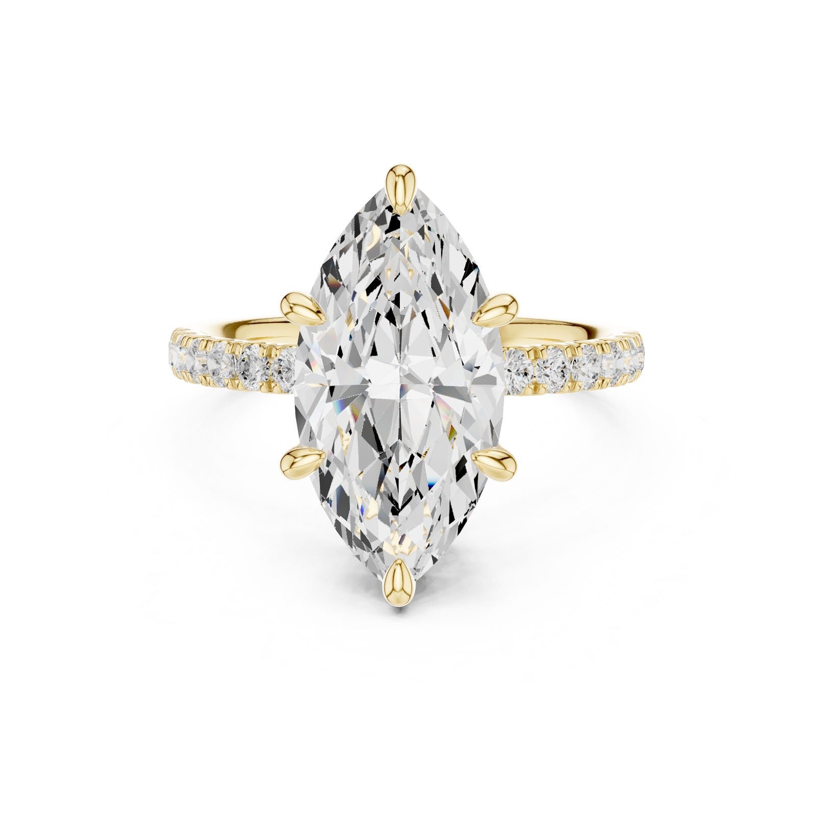 4.62 Ct. Classic Marquise Diamond Ring with Hidden Halo and Pavé Band Setting (DDLR-259-MQ) 11