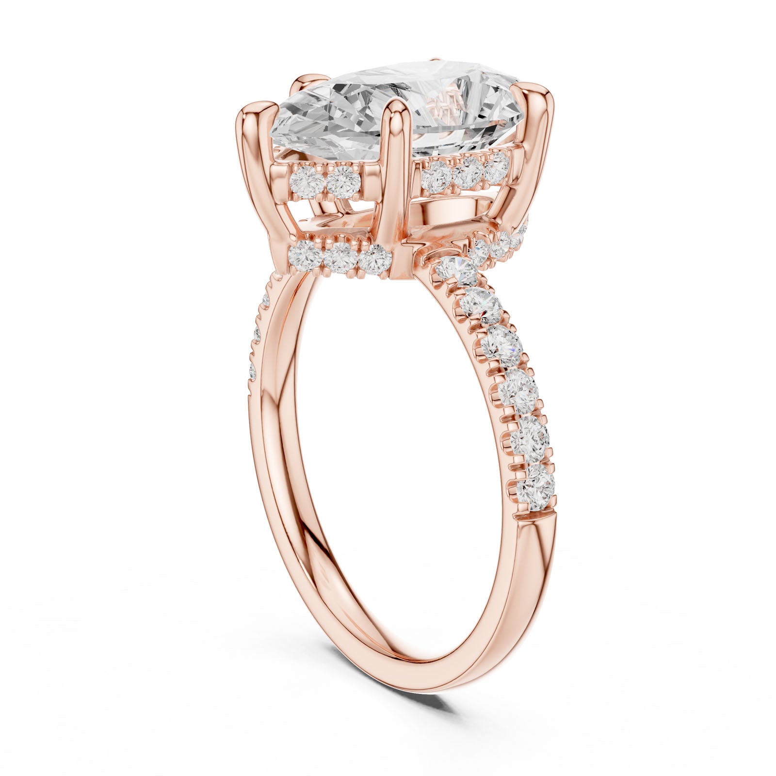 4.58 Ct. Classic Pear Diamond Ring with Hidden Halo and Pavé Band Setting (DDLR-259-PE) 10