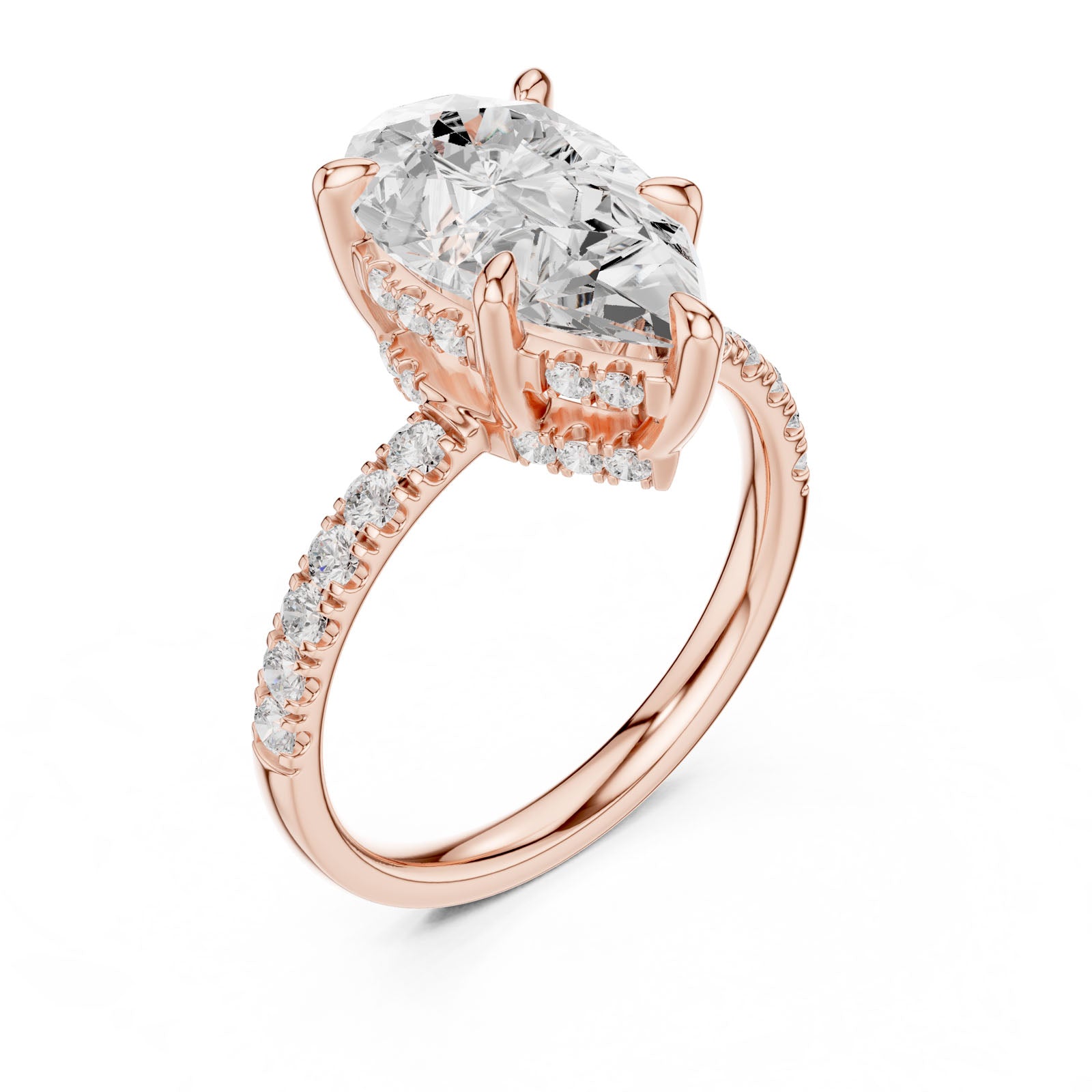 4.58 Ct. Classic Pear Diamond Ring with Hidden Halo and Pavé Band Setting (DDLR-259-PE) 13