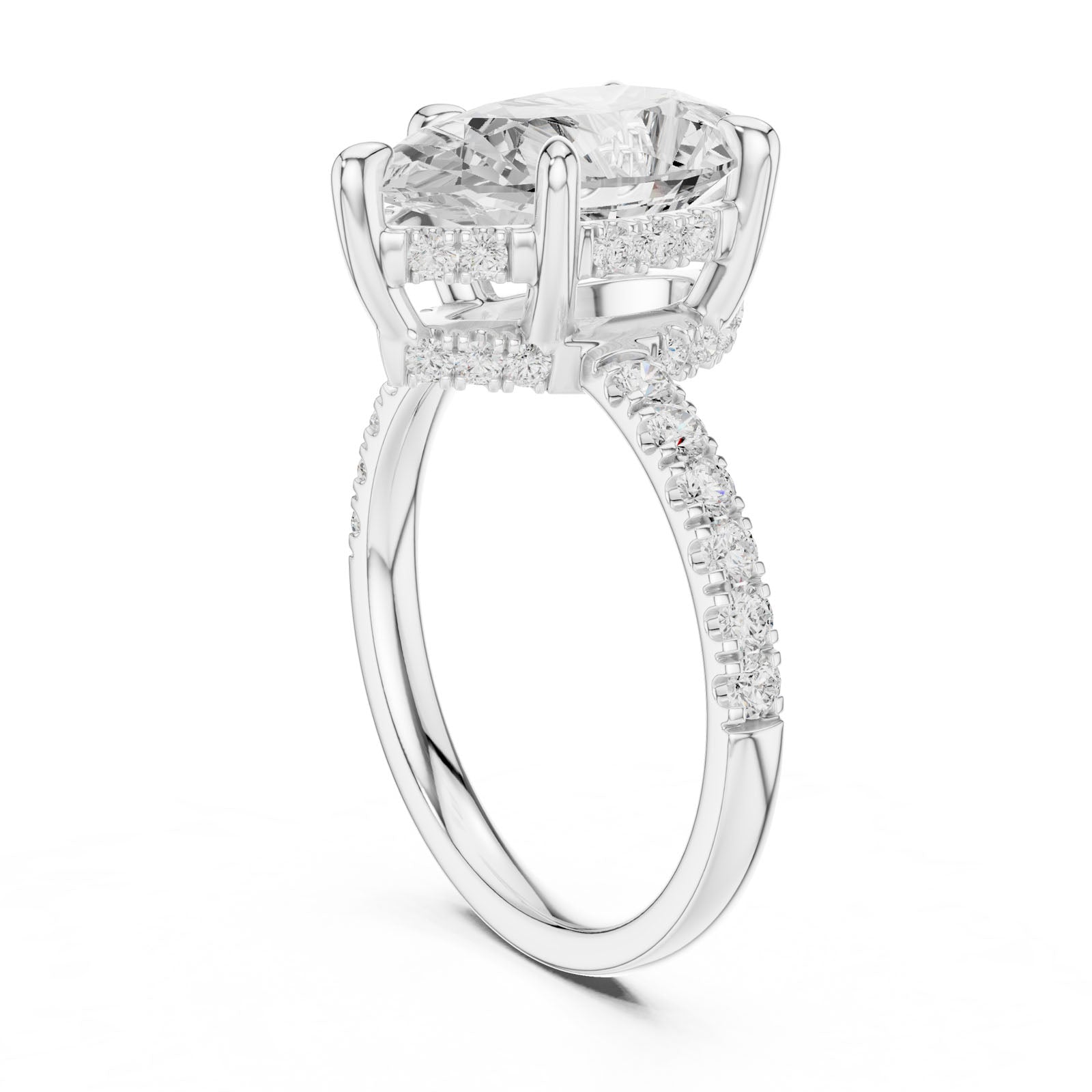4.58 Ct. Classic Pear Diamond Ring with Hidden Halo and Pavé Band Setting (DDLR-259-PE) 11
