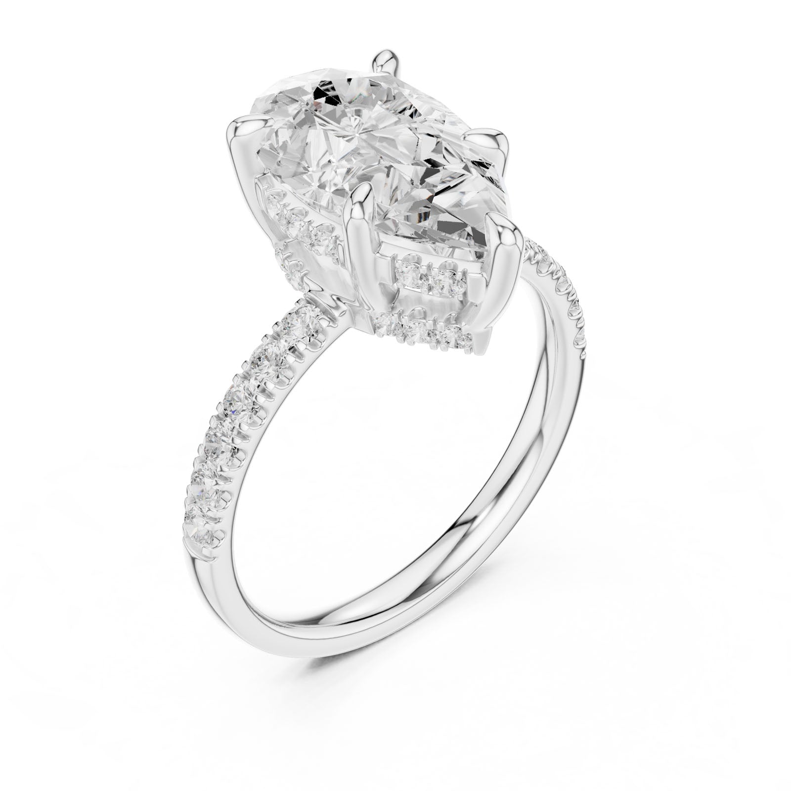 4.58 Ct. Classic Pear Diamond Ring with Hidden Halo and Pavé Band Setting (DDLR-259-PE) 5