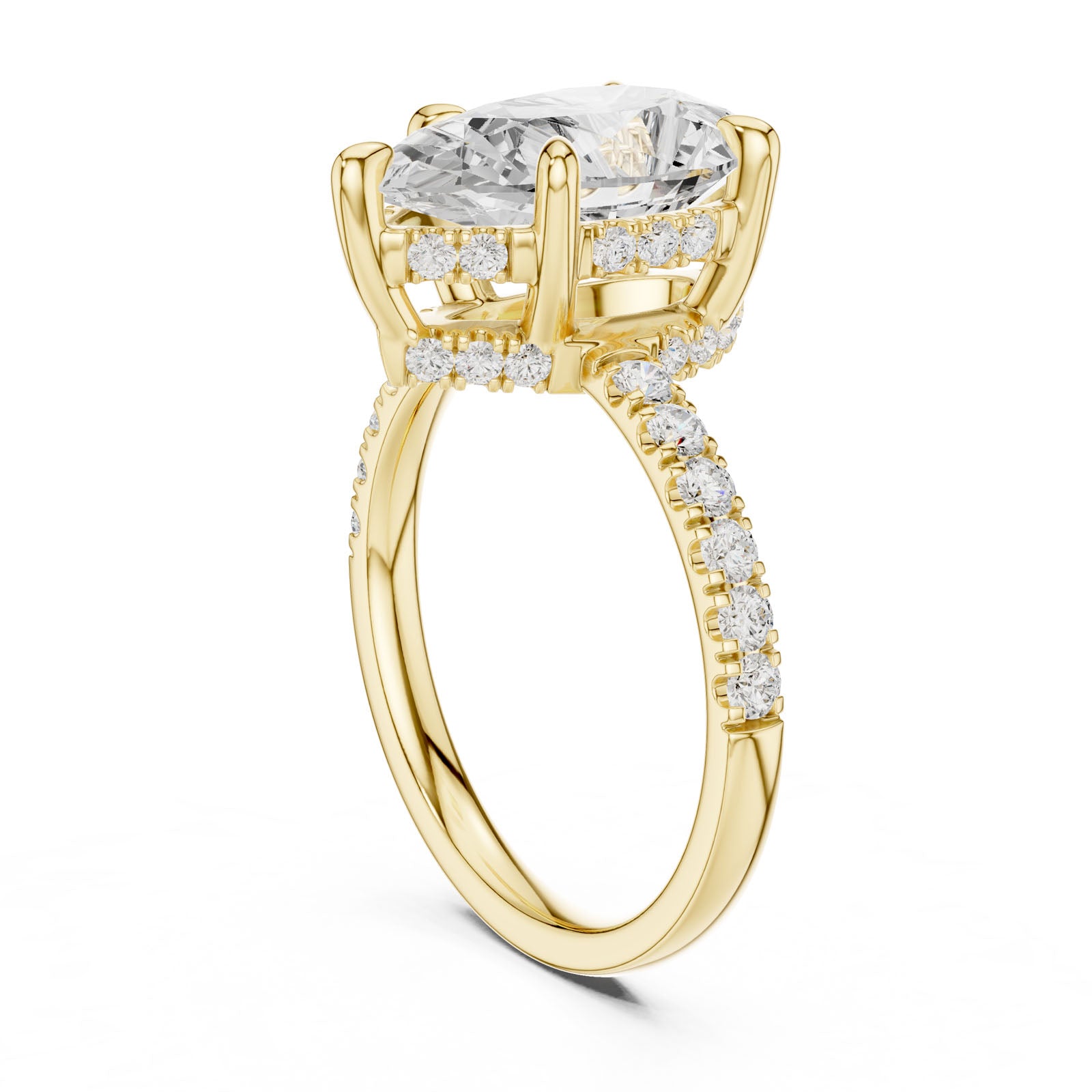 4.58 Ct. Classic Pear Diamond Ring with Hidden Halo and Pavé Band Setting (DDLR-259-PE) 6
