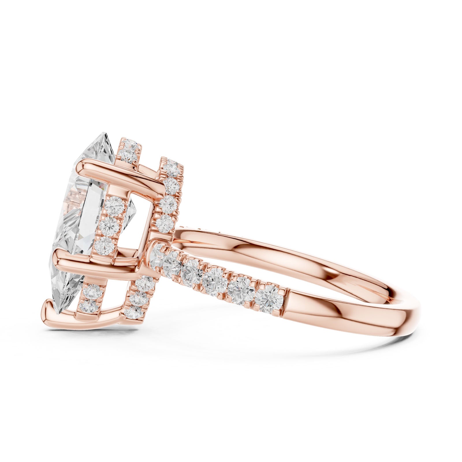 4.58 Ct. Classic Pear Diamond Ring with Hidden Halo and Pavé Band Setting (DDLR-259-PE) 4