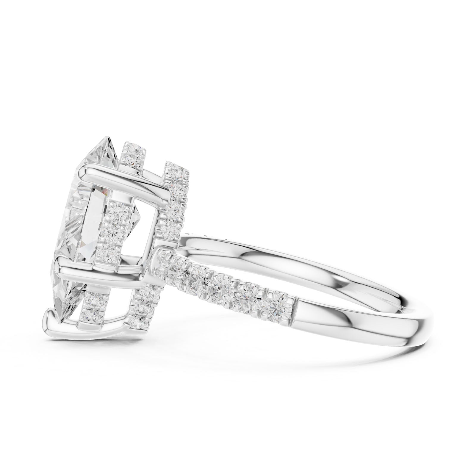 4.58 Ct. Classic Pear Diamond Ring with Hidden Halo and Pavé Band Setting (DDLR-259-PE) 8