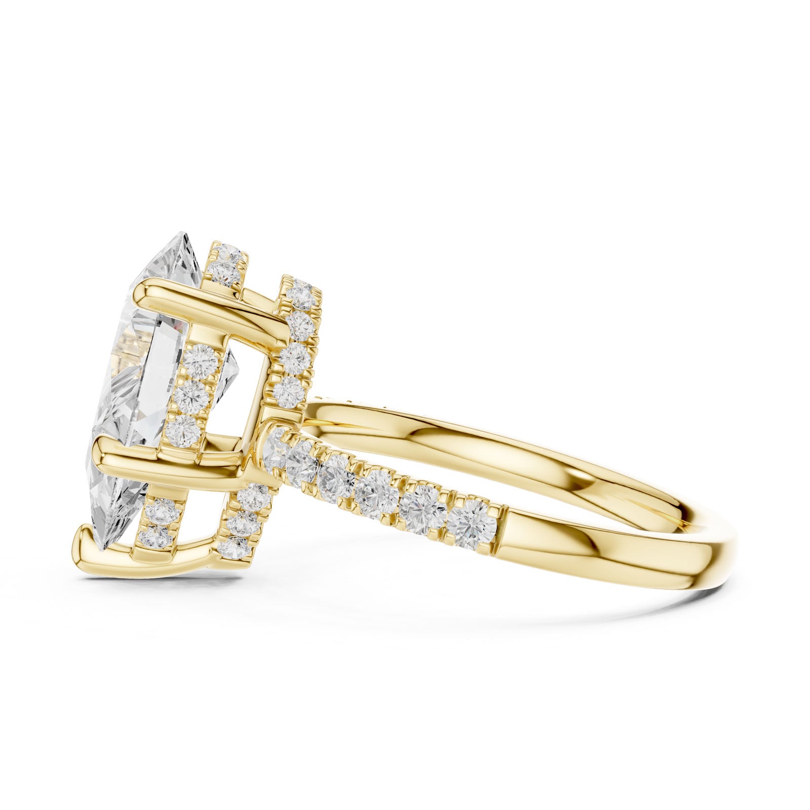 4.58 Ct. Classic Pear Diamond Ring with Hidden Halo and Pavé Band Setting (DDLR-259-PE) 12