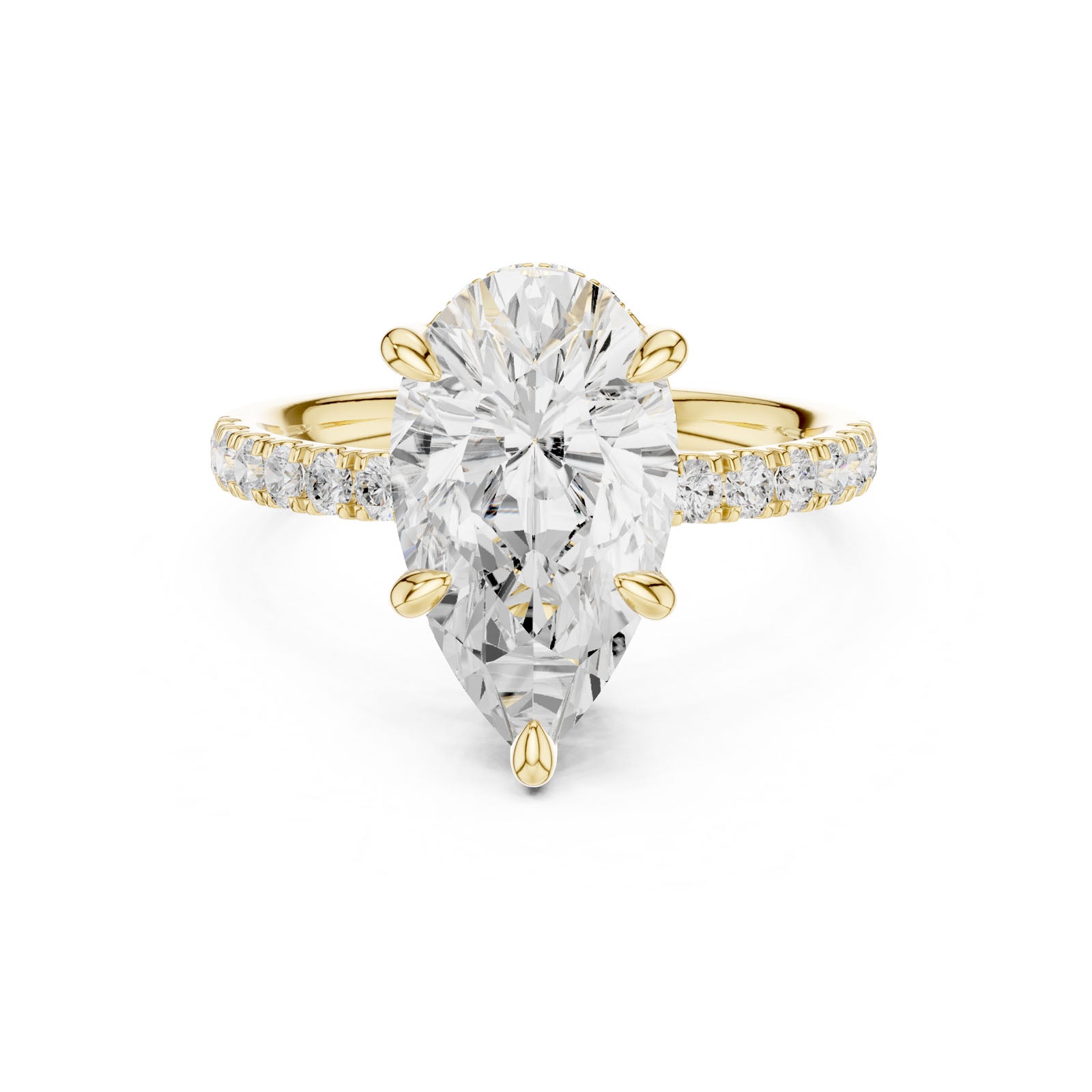 4.58 Ct. Classic Pear Diamond Ring with Hidden Halo and Pavé Band Setting (DDLR-259-PE) 9
