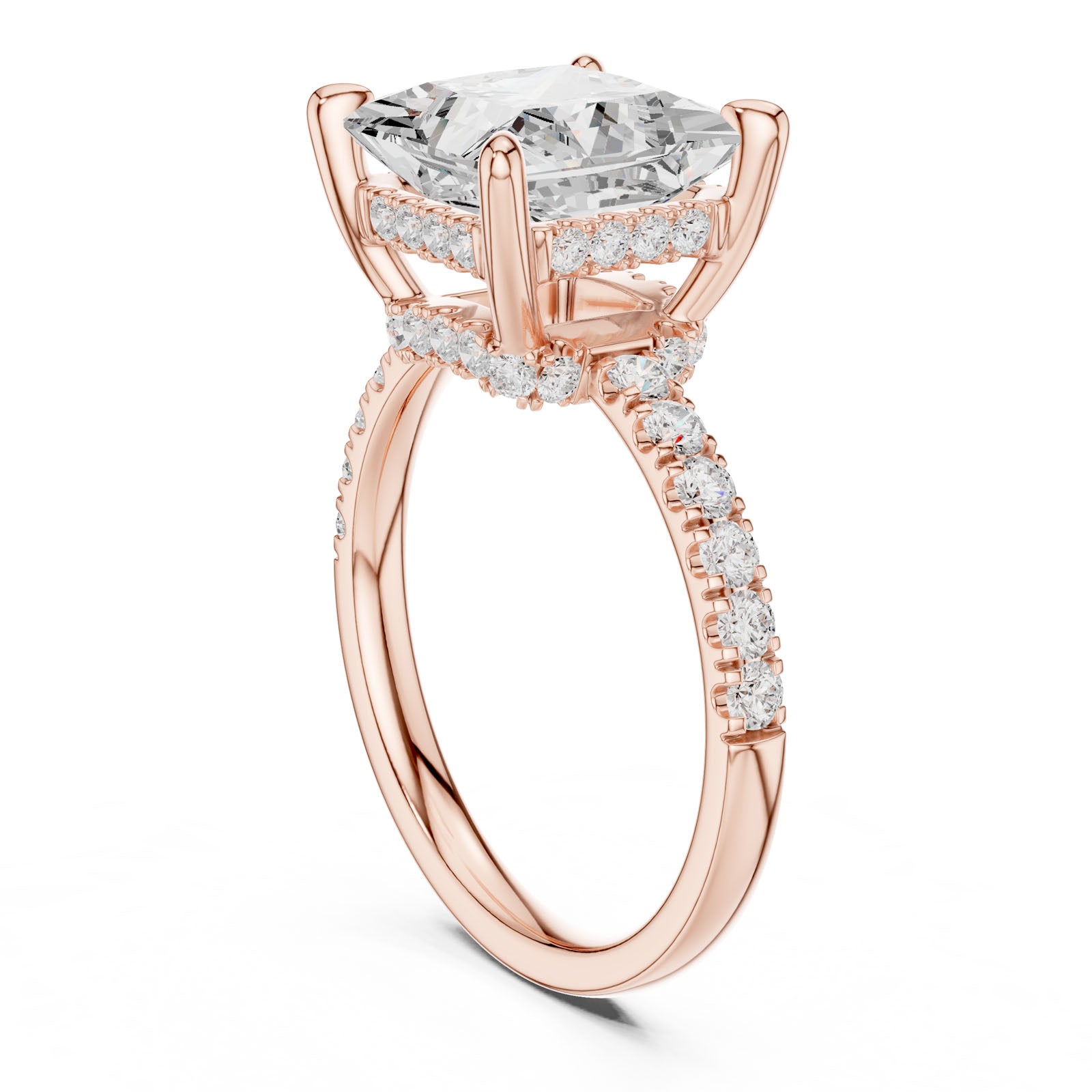 4.58 Ct. Classic Princess Diamond Ring with Hidden Halo and Pavé Band Setting (DDLR-259-PR) 13